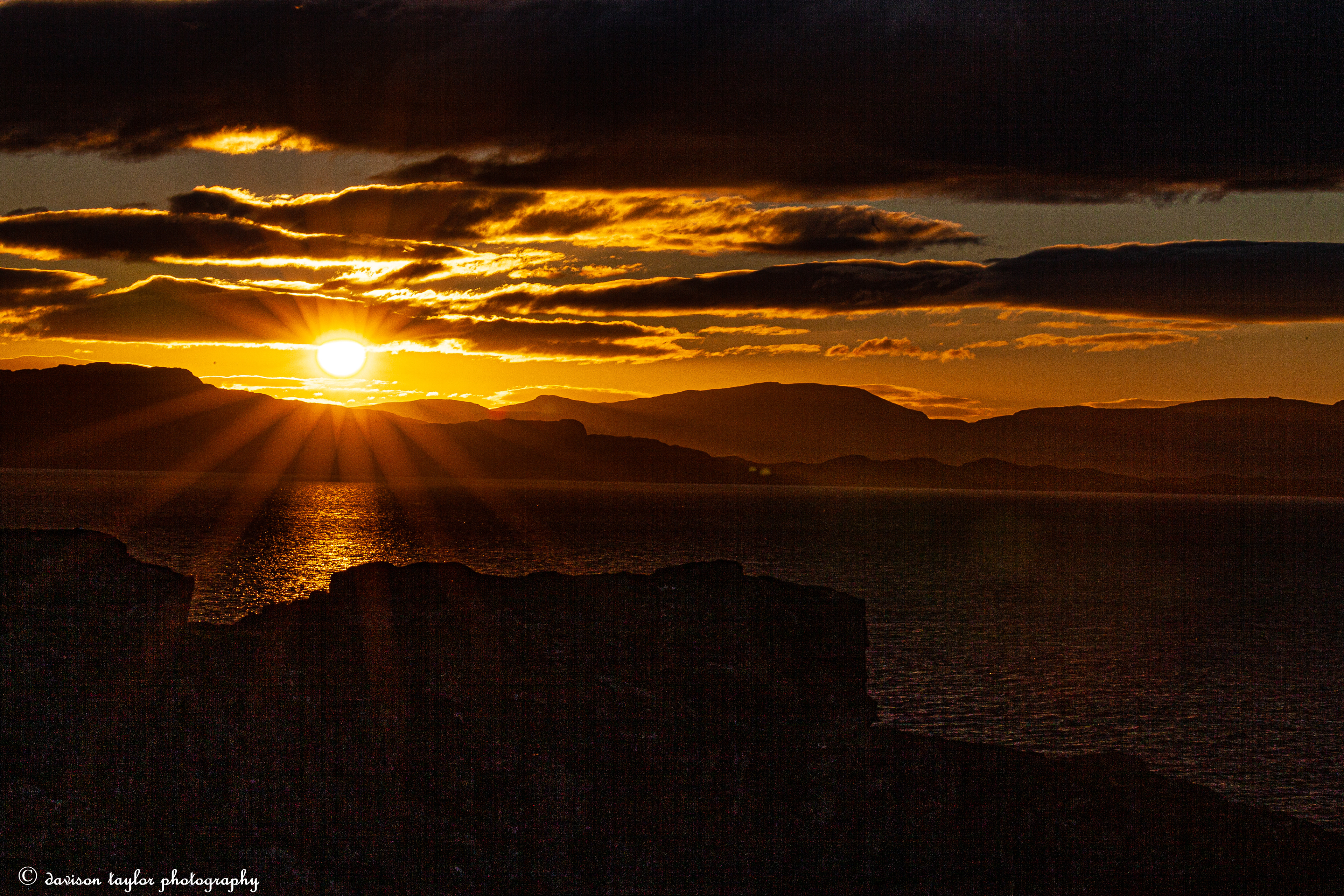 Sunset across The Inner Sound to Raasay and Skye beyond