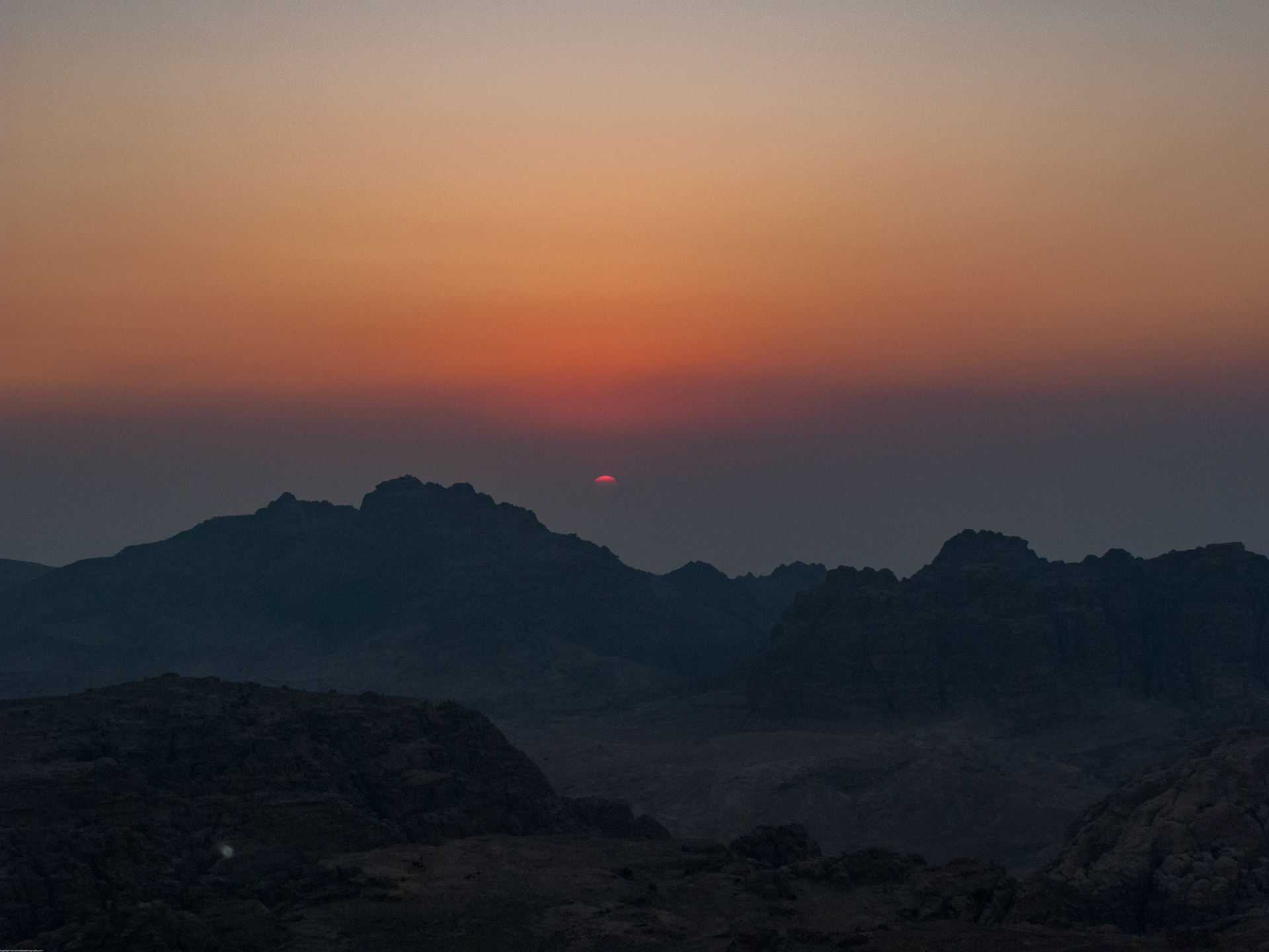 Looking over towards Petra at sunset August 2009