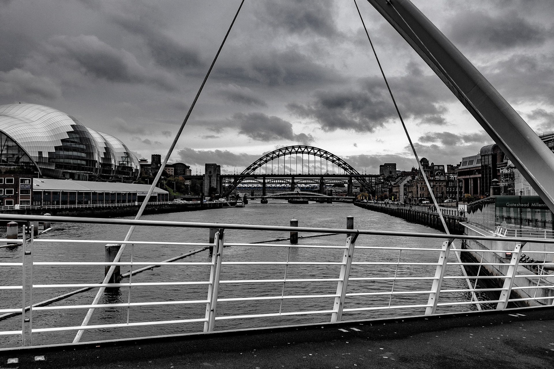 On The Millennium Bridge looking at the Sage and Bridges beyond