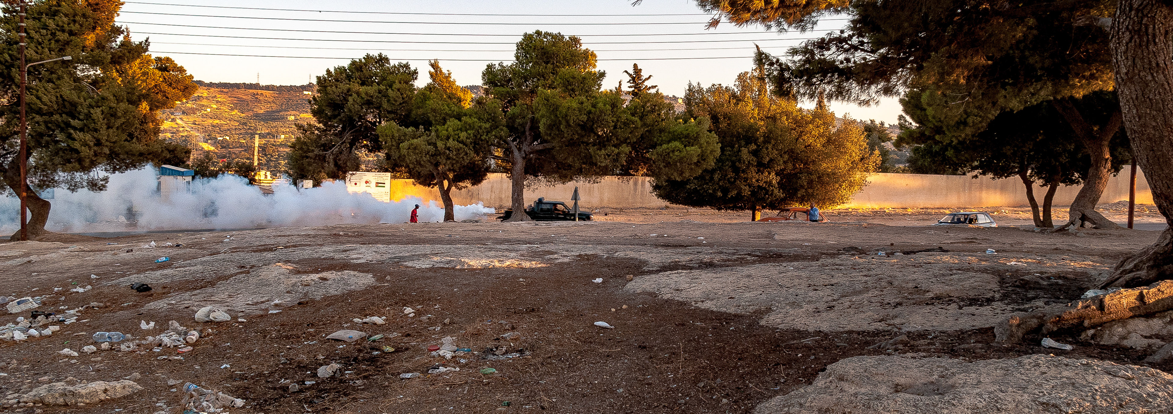 Watching street fumigation enroute to the Dead Sea August 2009