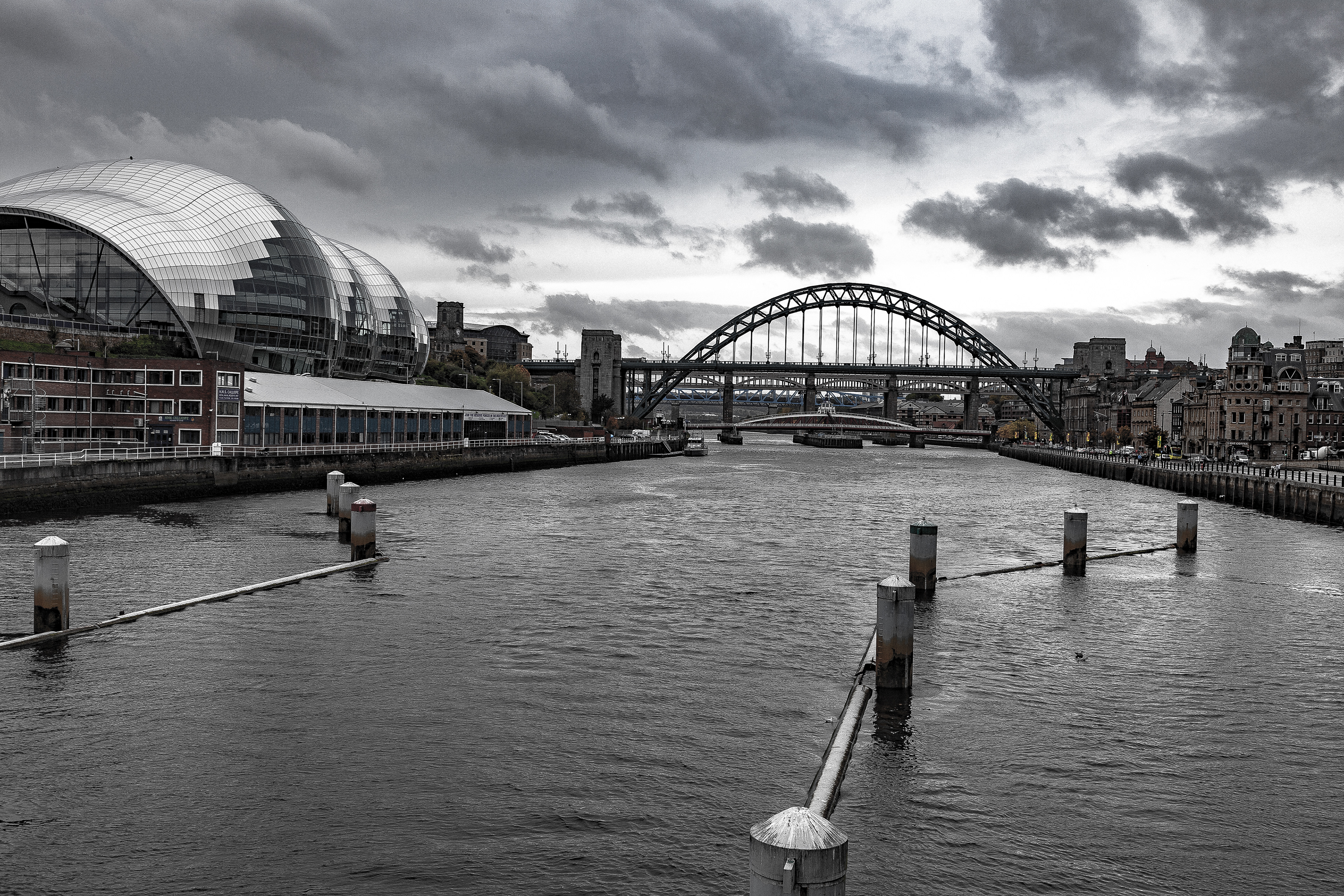 On The Millennium Bridge looking at the Sage and Bridges beyond
