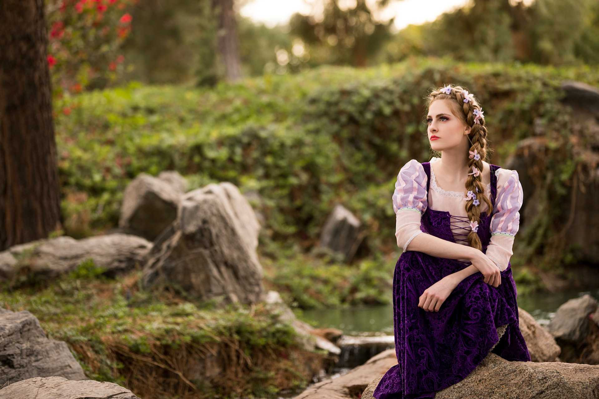 A portrait photography session in Tempe, Arizona at the Chateau De Vie with friends with a disney theme.