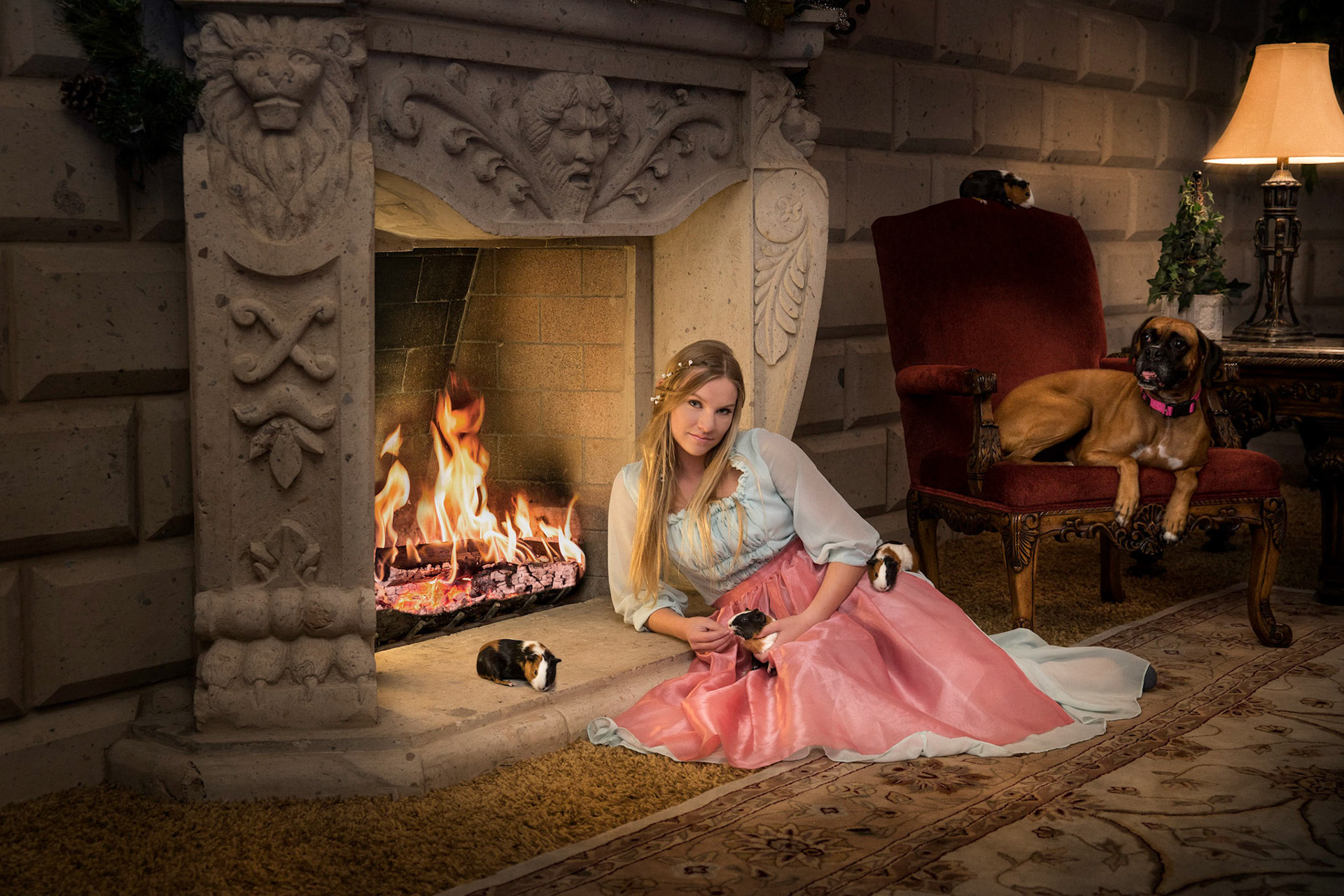 A portrait photography session in Tempe, Arizona at the Chateau De Vie with friends with a disney theme.