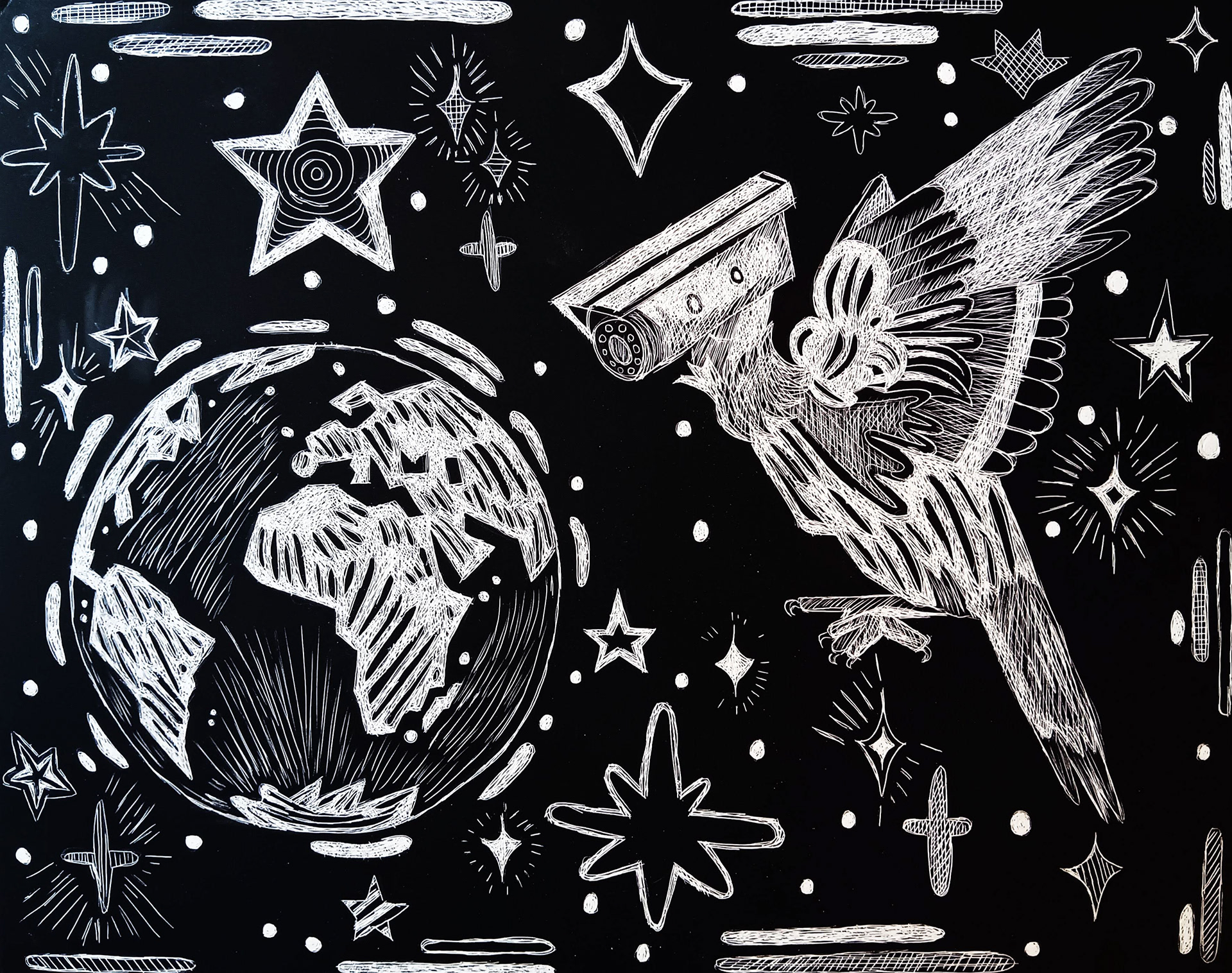 Surreal Scratchboard