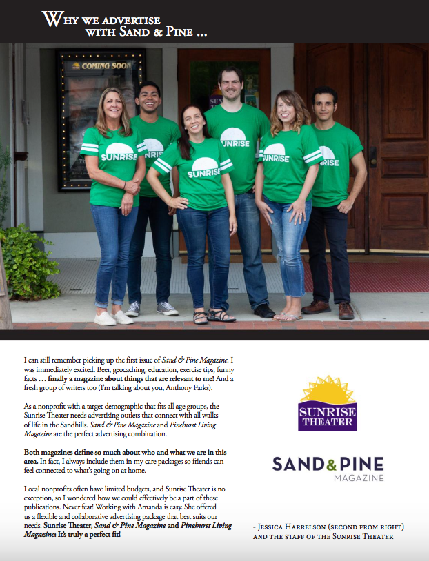 Testimonial Image - Sunrise Theater Sand & Pine Oct/Nov 2018