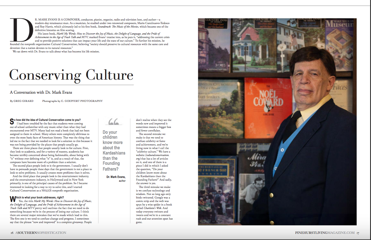 Testimonial Image - Conserving Culture article created for Pinehurst Living