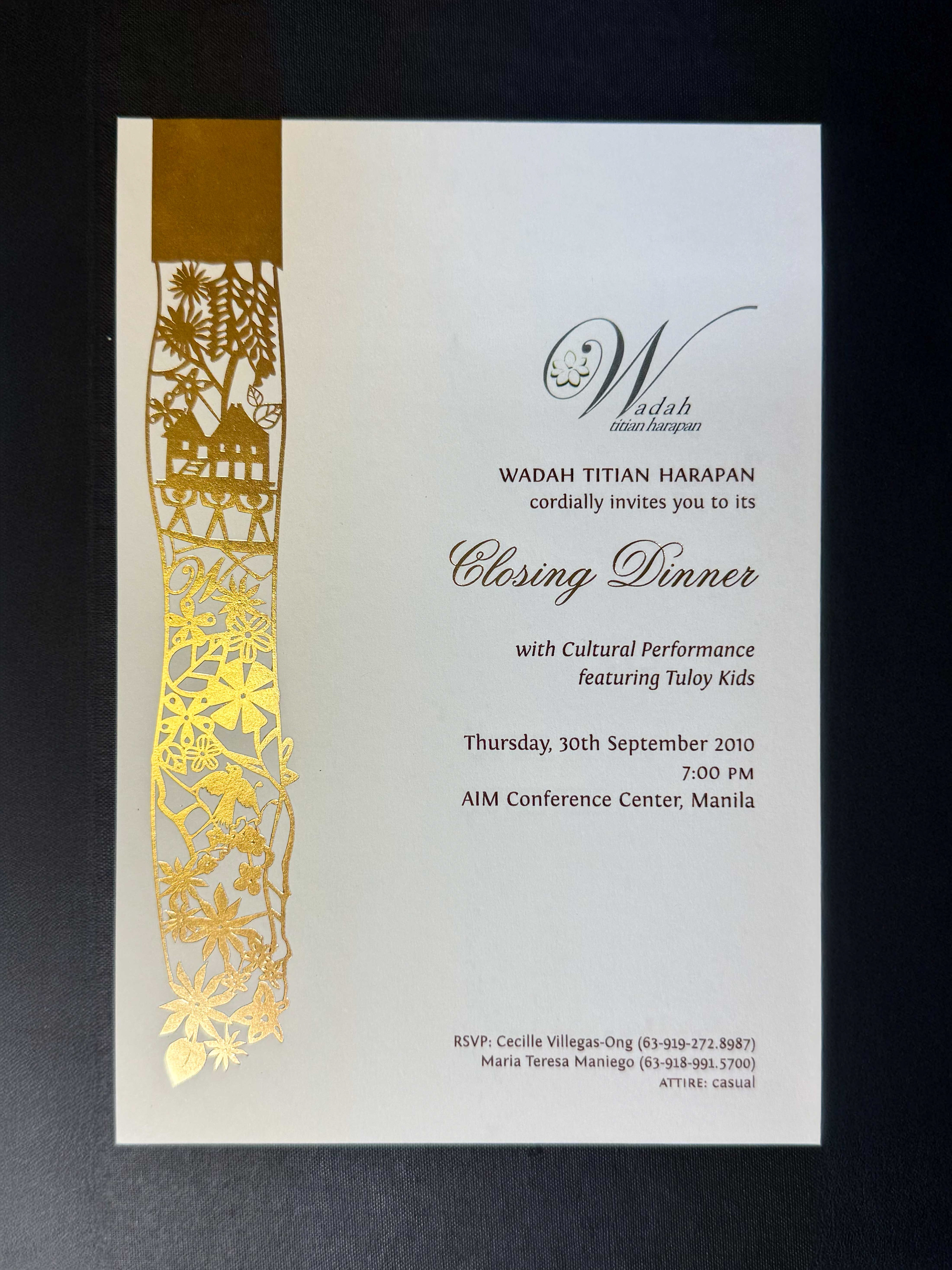 Closing dinner invitation