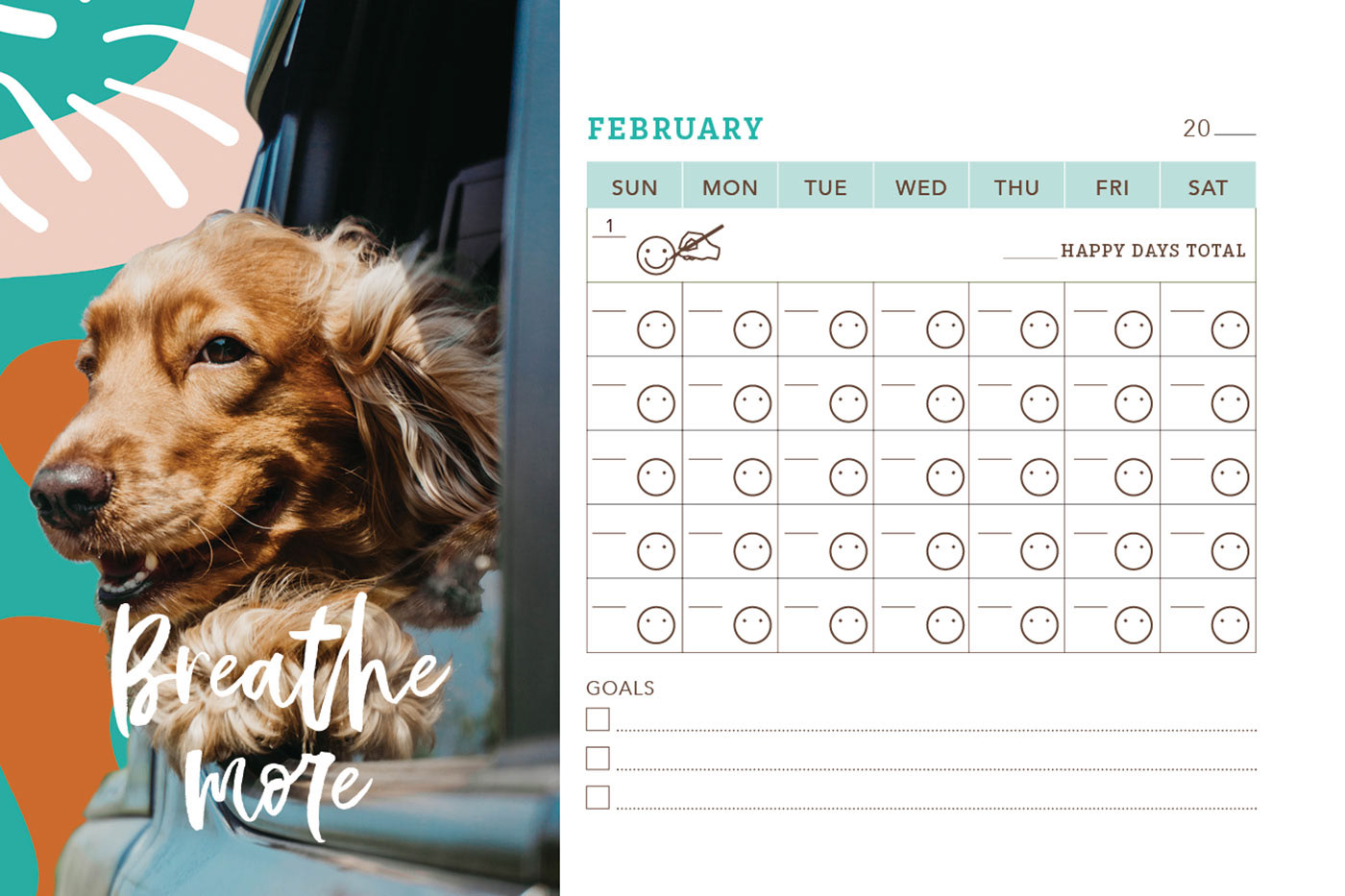 Artful Charity Wellness calendar February page