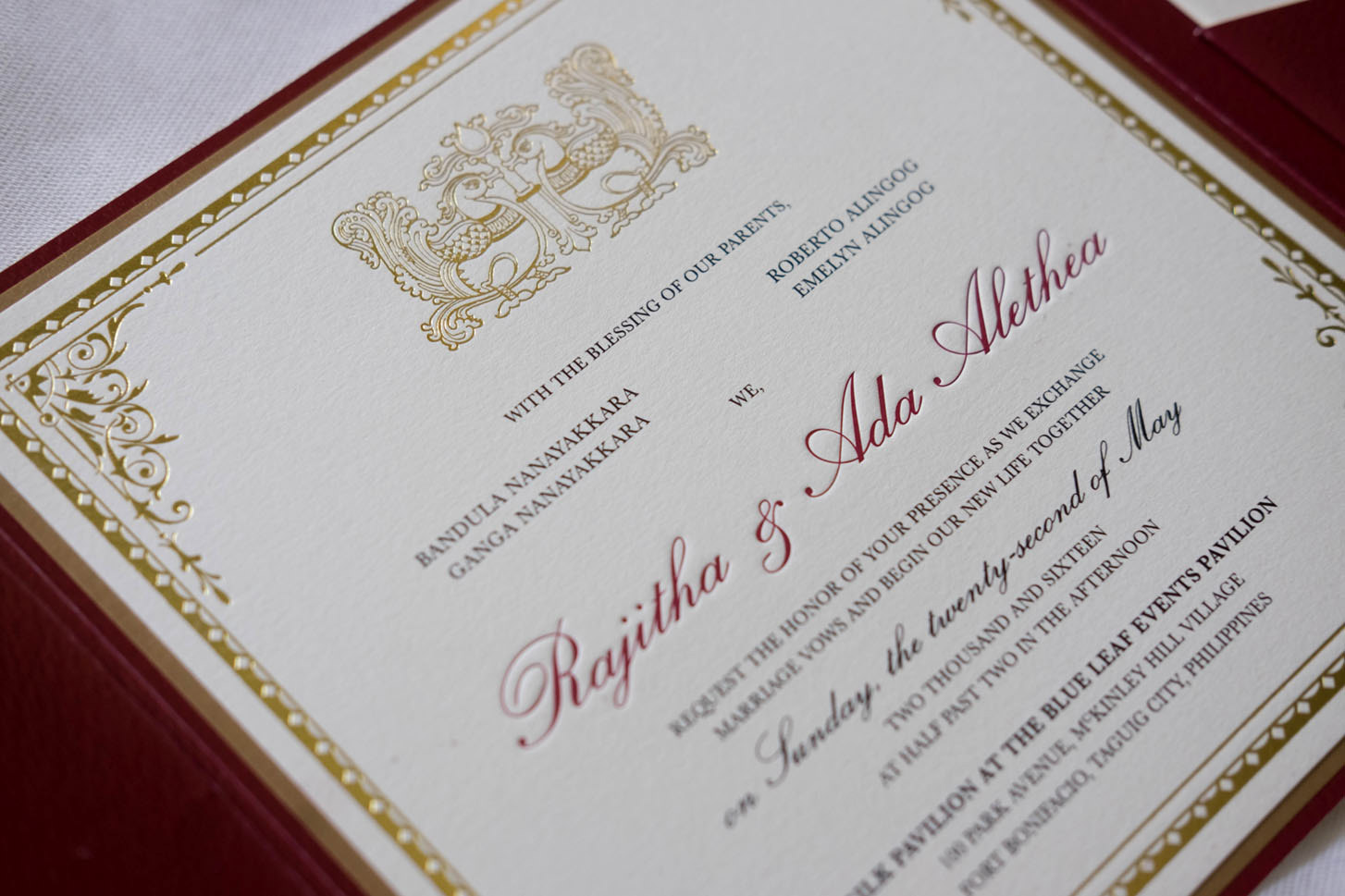 Alingog-Nanayakkara invitation closeup