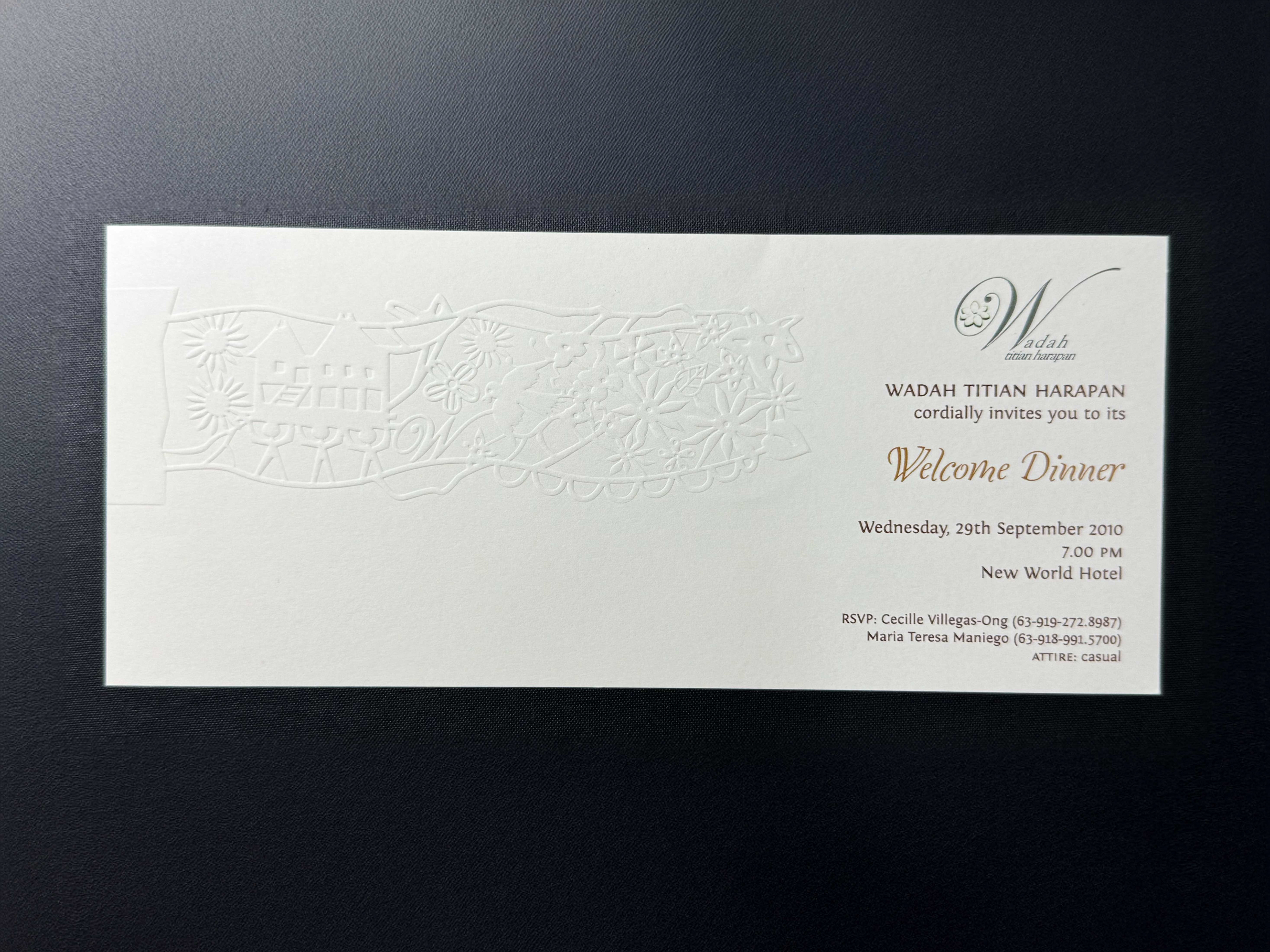 Welcome dinner invitation