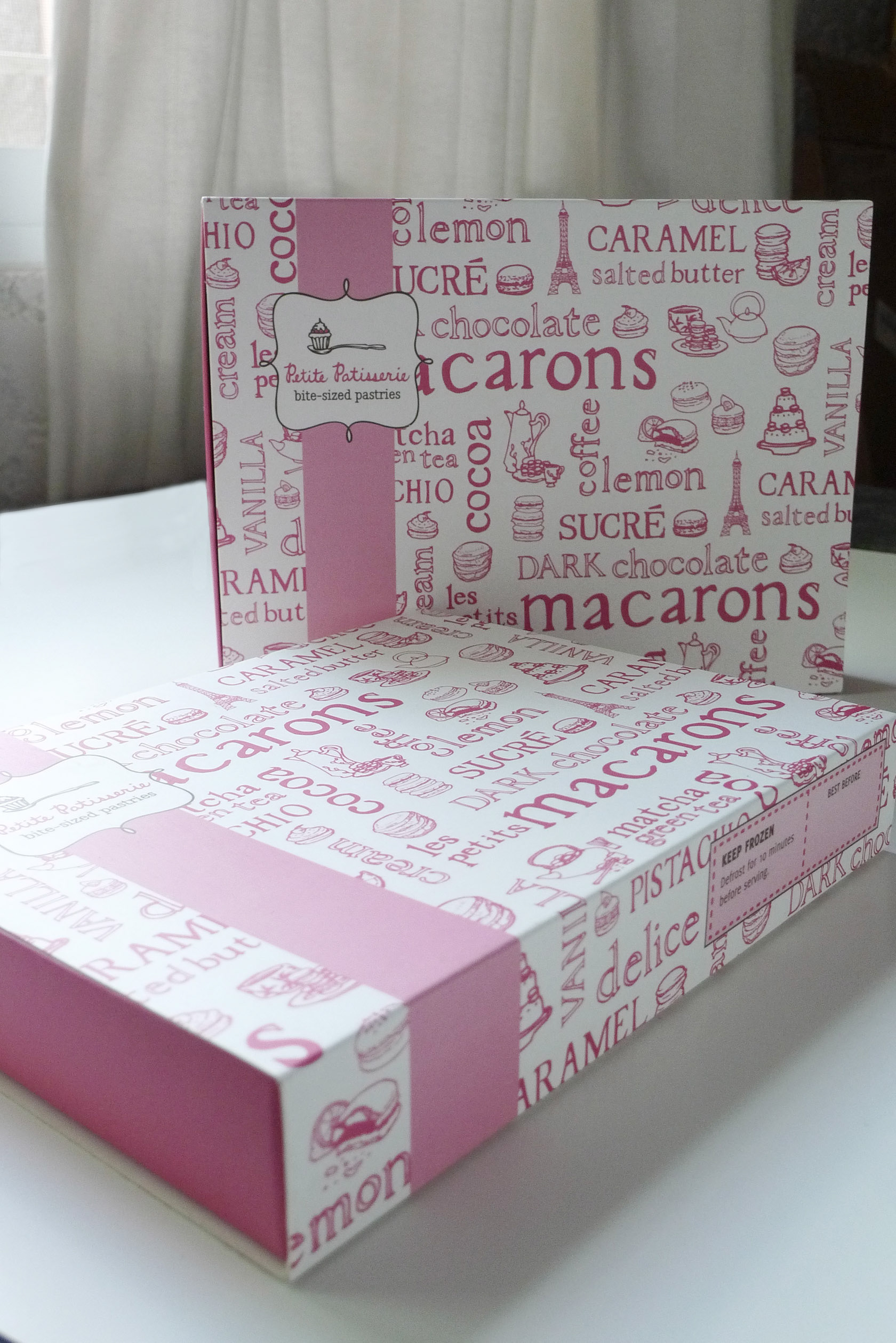 Petite Patisserie macaron box packaging