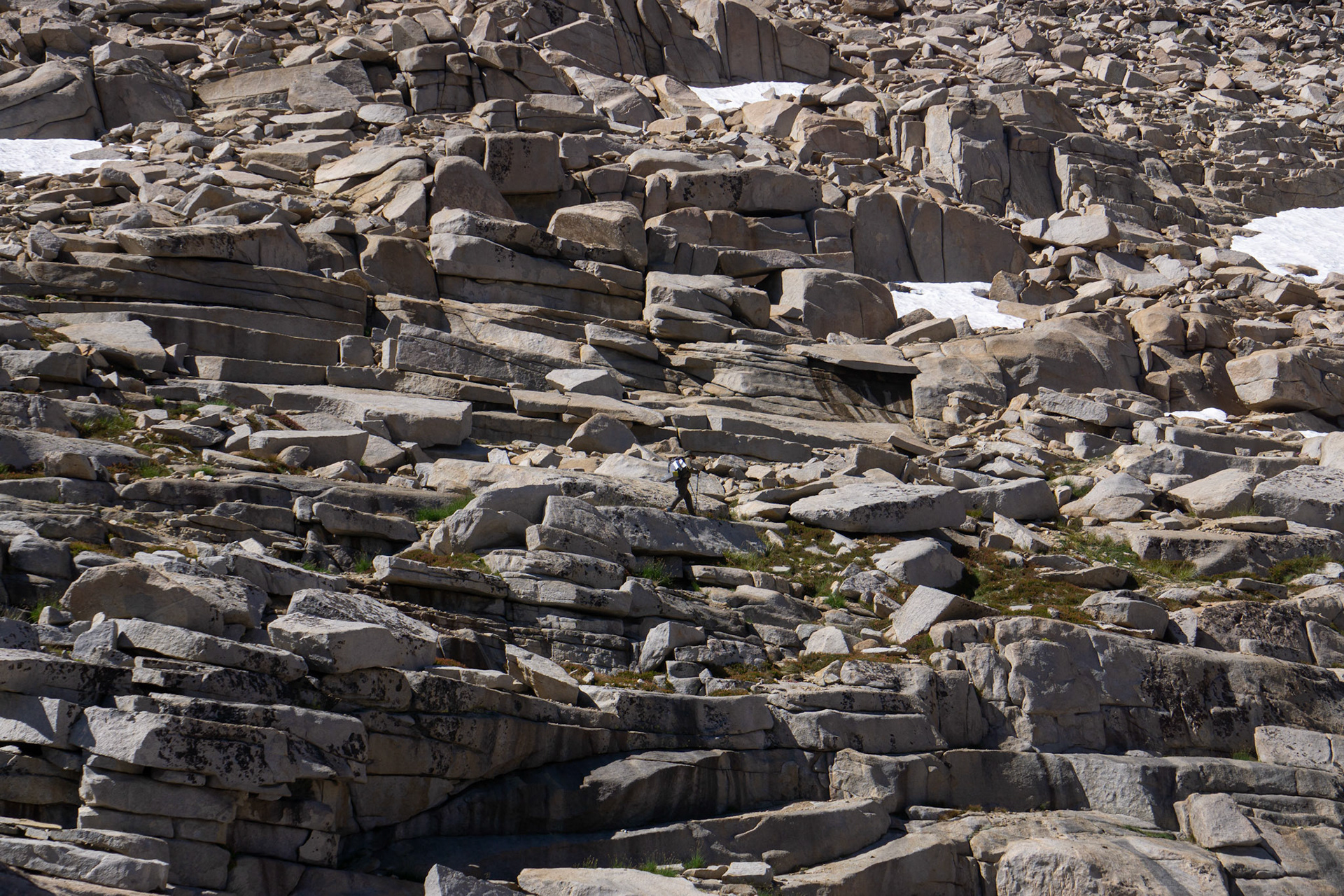 Zac in the large boulder field below Mt. Stewart