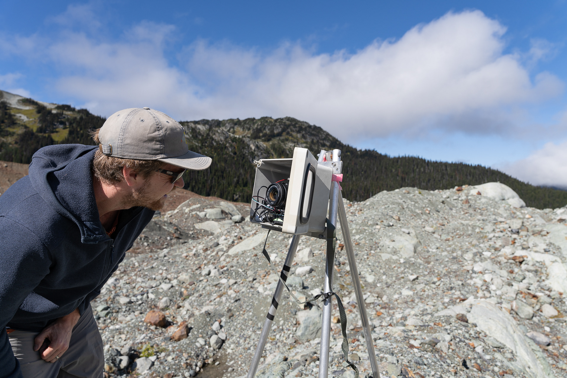 Jeff inspecting the time-lapse camera