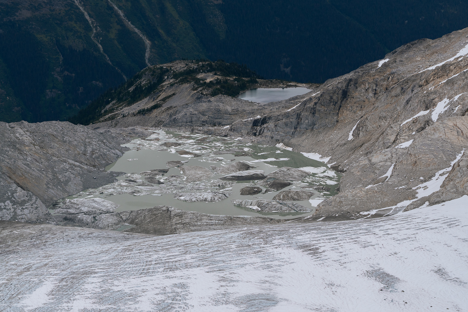 Newly formed lake from the receding Spearhead Glacier