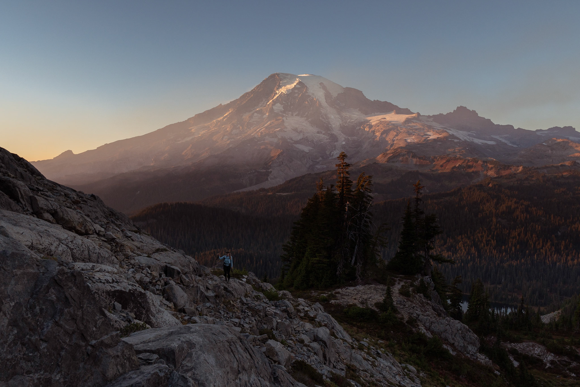 Climbing to a tarn in the Tatoosh.