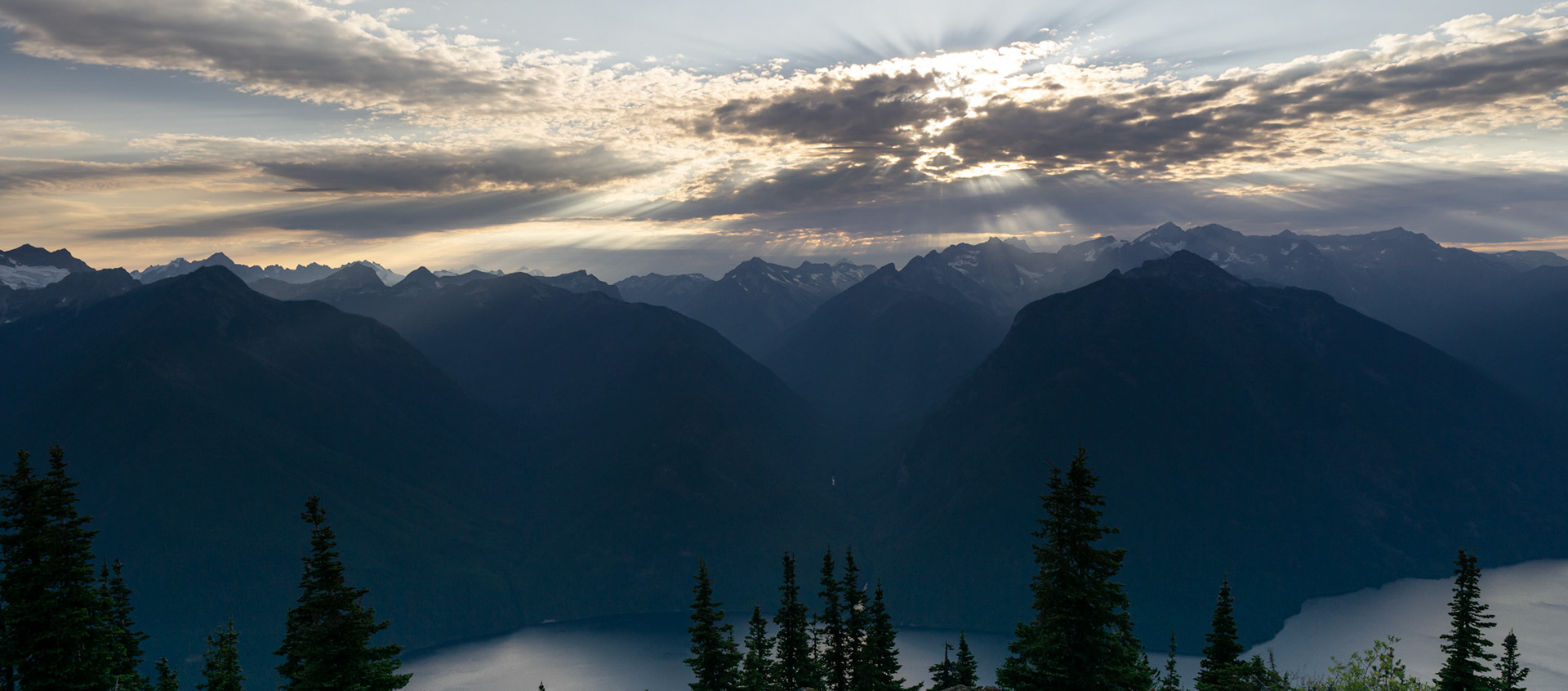 Sunset over Ross Lake & the Pickets