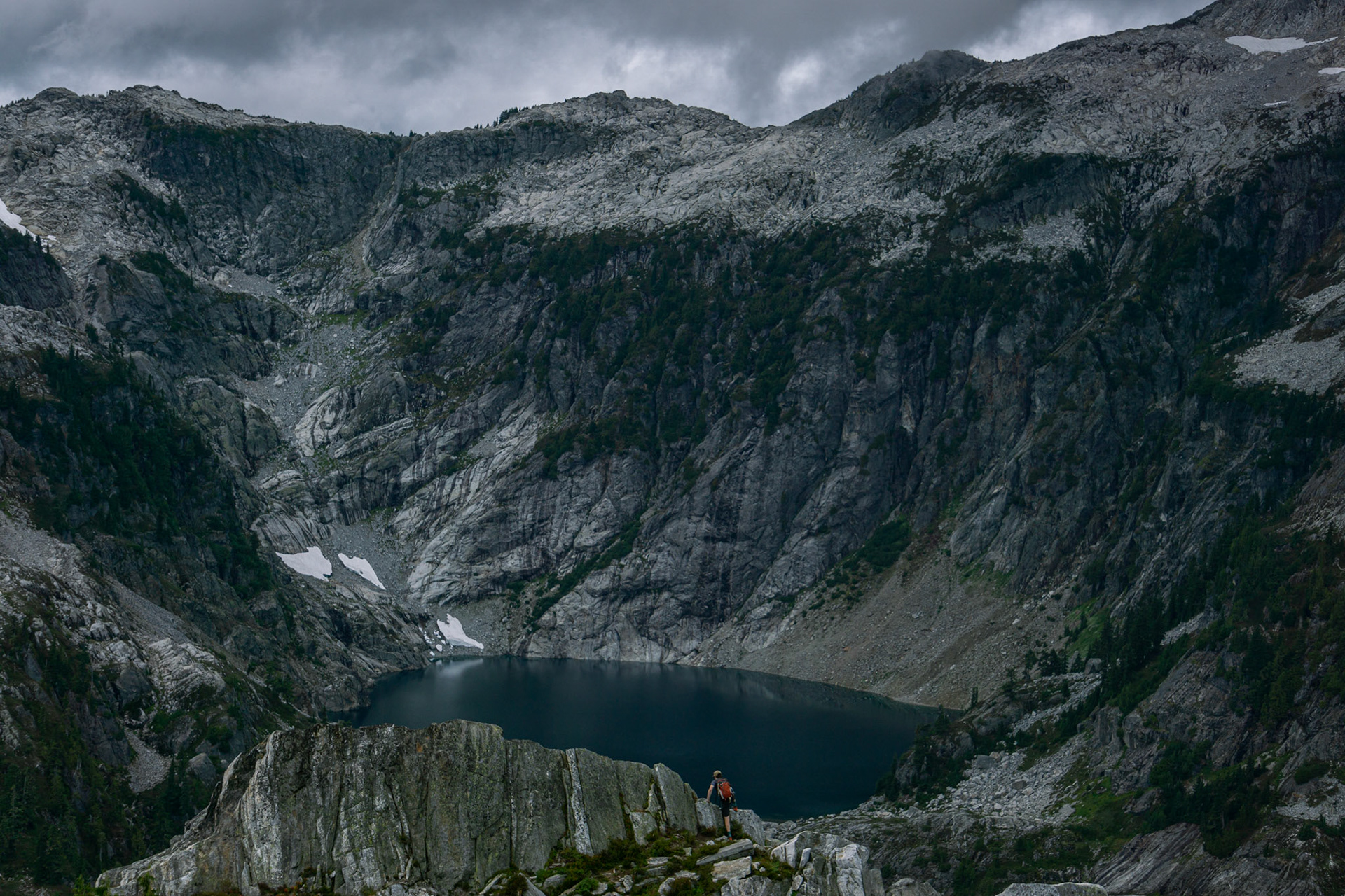 A climber heading to the upper Thornton Lakes