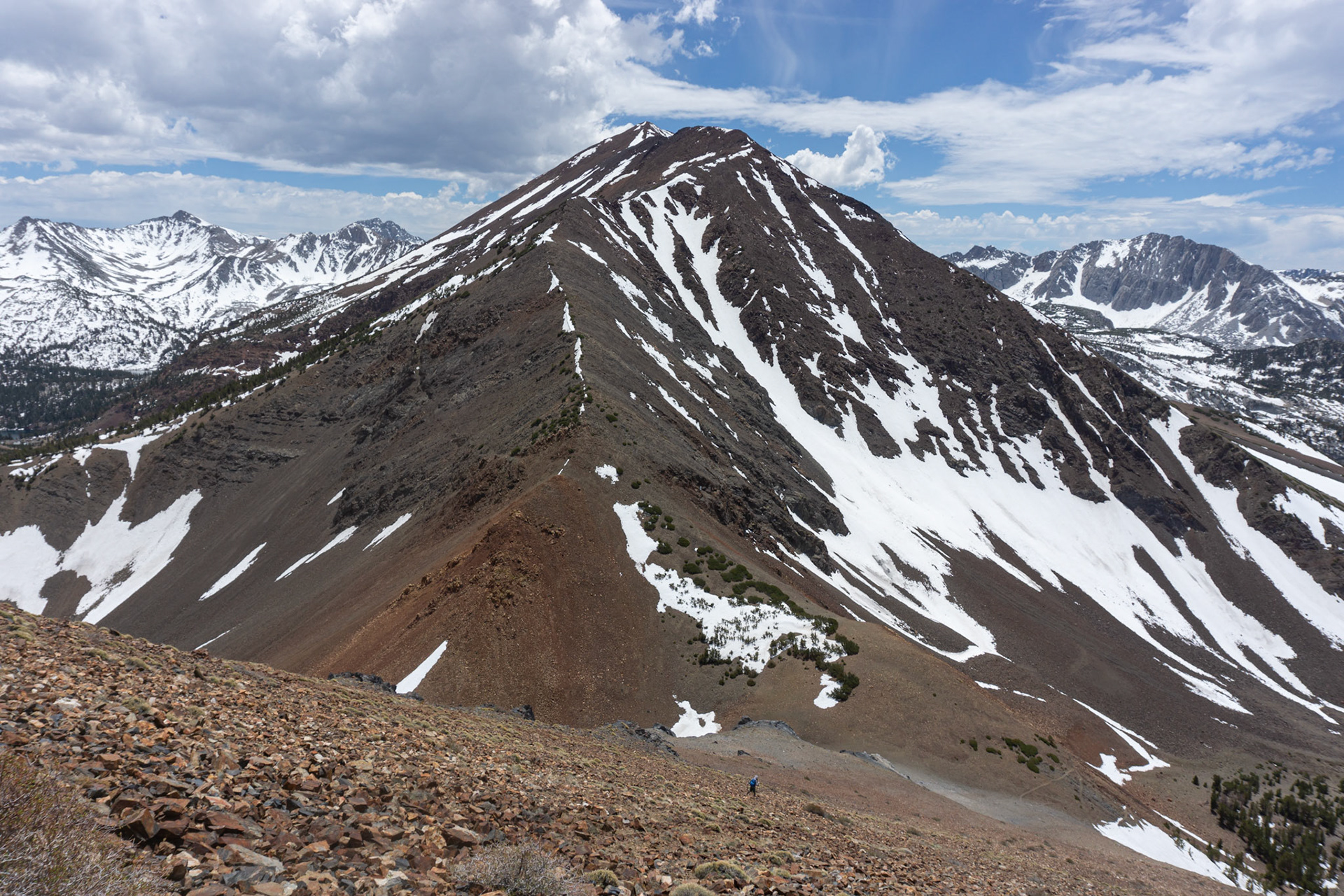 Joe descending through the scree field