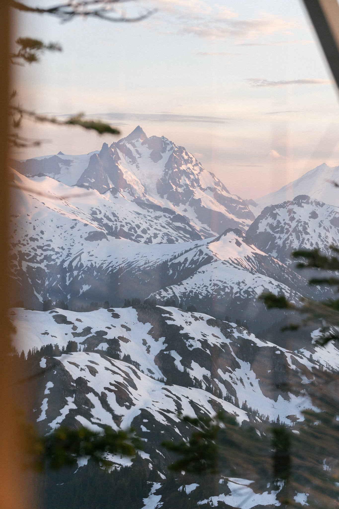 Mt. Shuksan through the window of the lookout