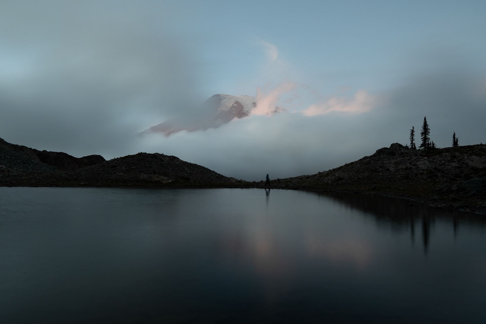 Sunset at Mt. Rainier. The photo to the right was captured just minutes later. 