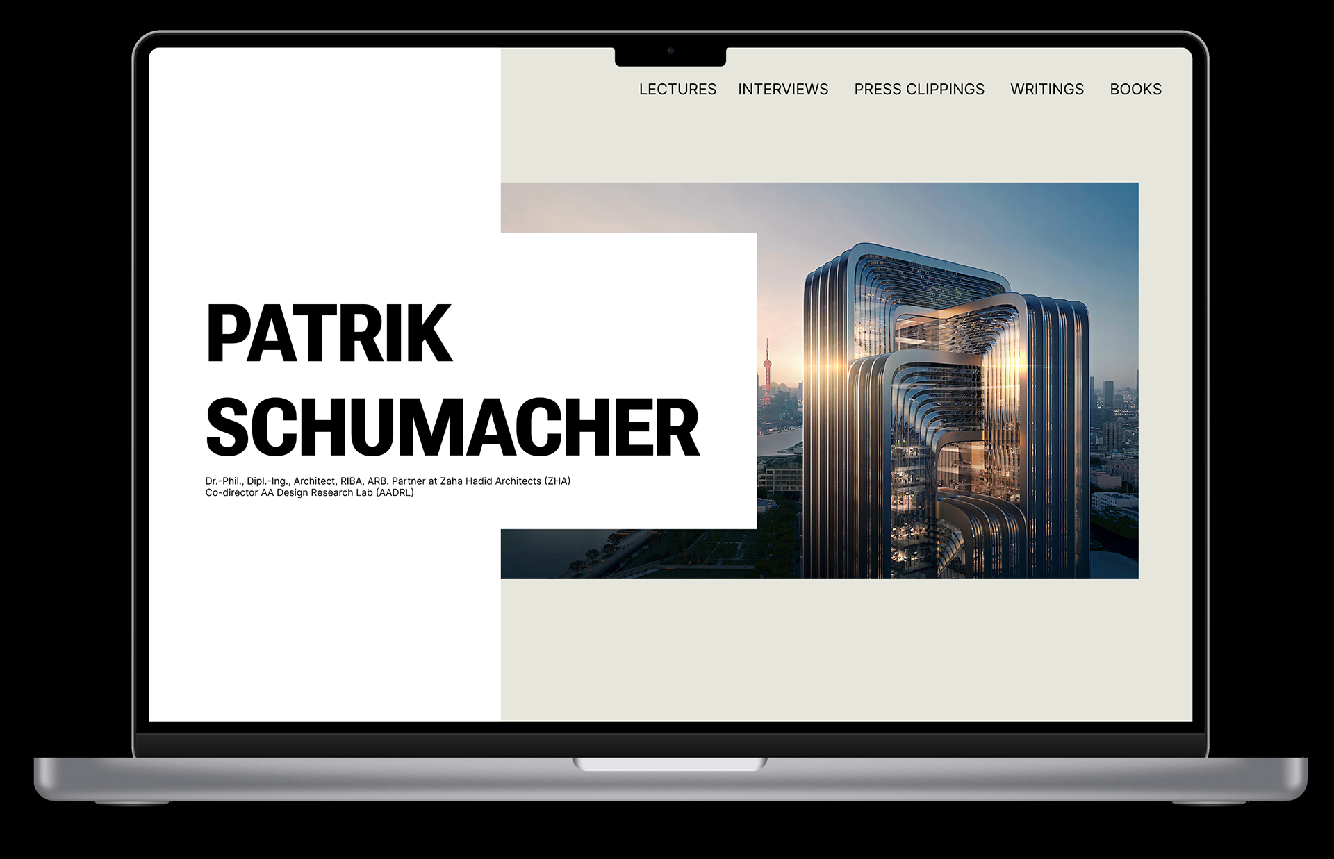 Patrik Schumacher Home Page Mockup