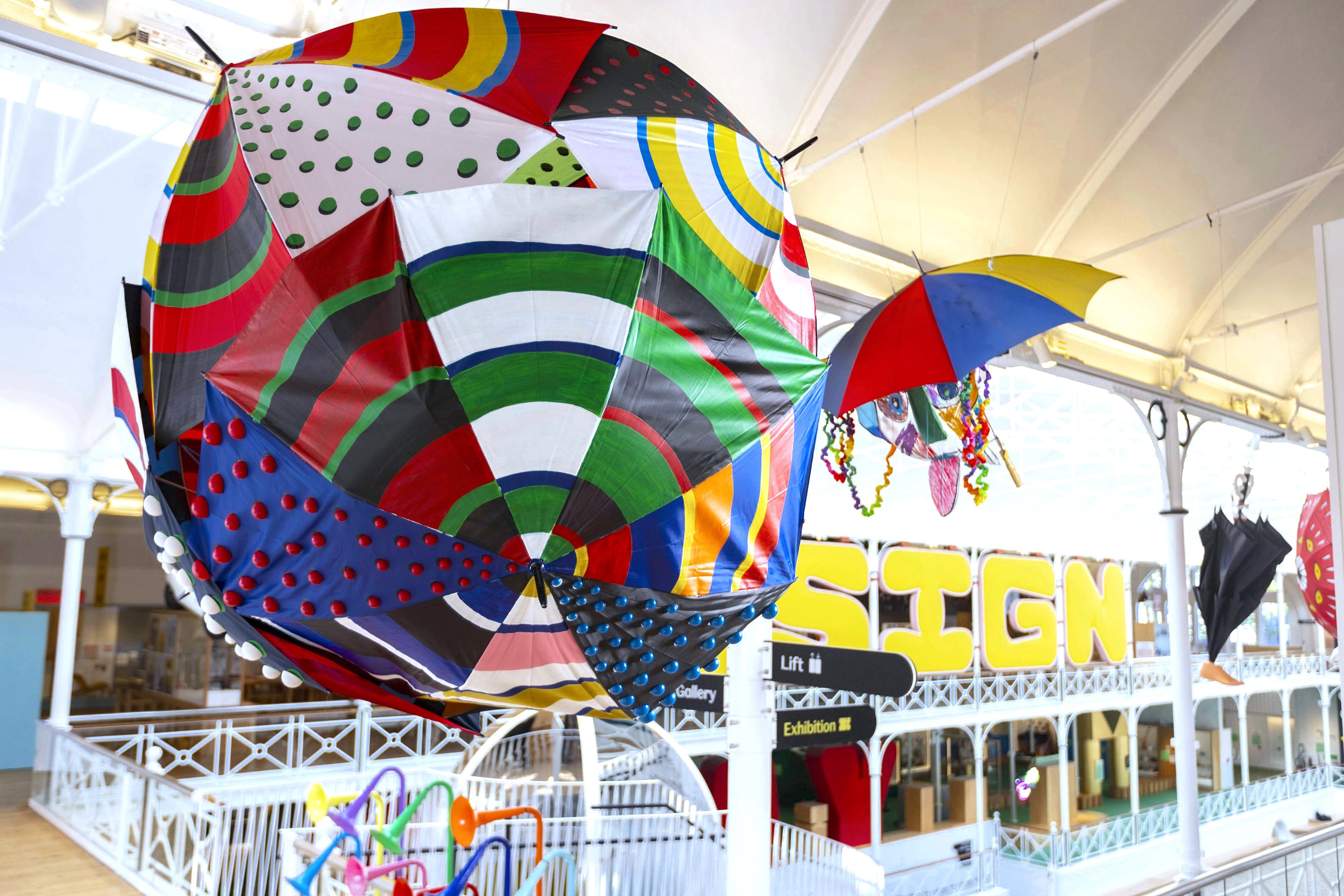 Sam Wilde's Deepstaria umbra sculpture hangs in the main hall as part of a Japanese exhibition at the Young V&A.