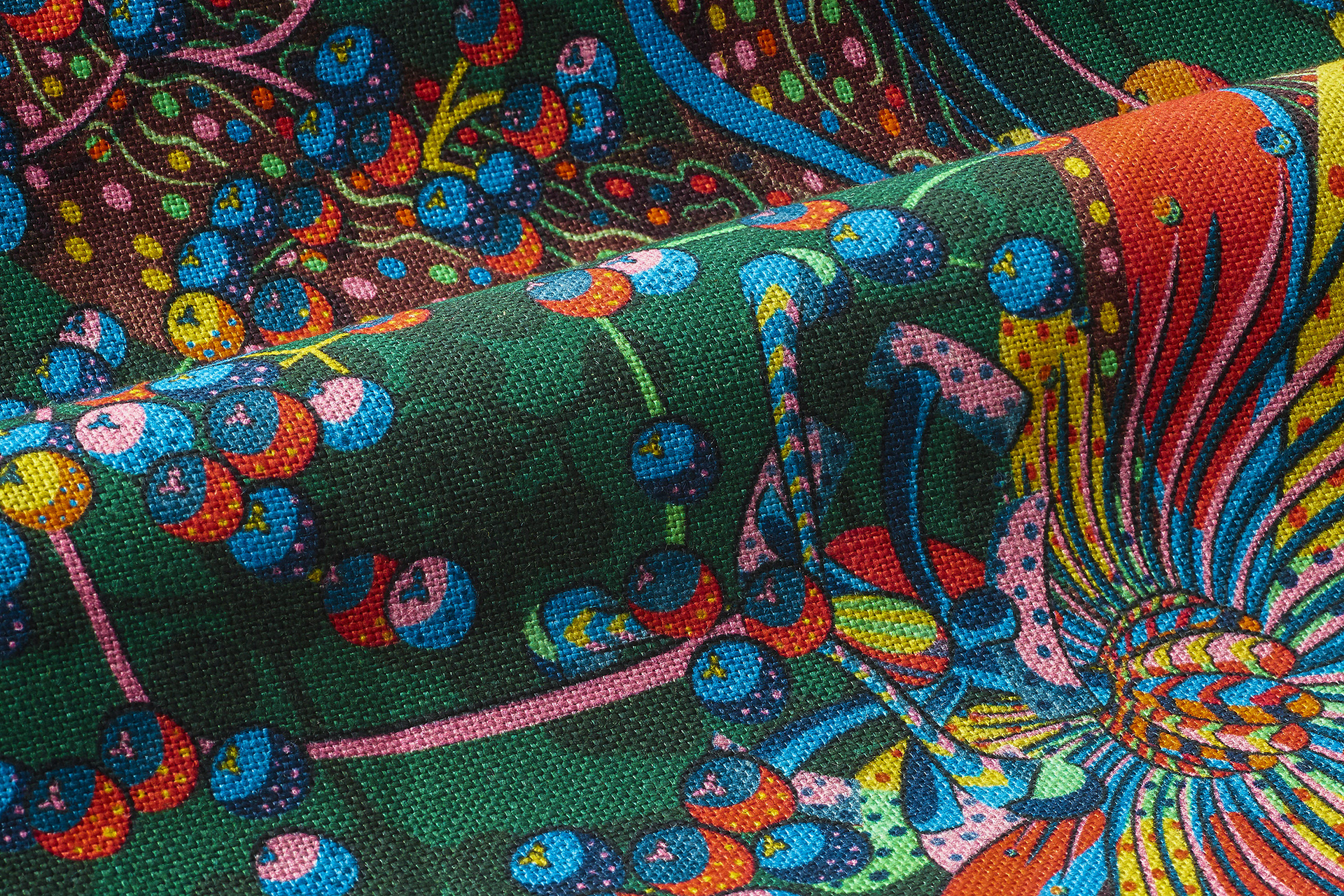 Hubris Tree printed textile designed by Sam Wilde for Svenskt Tenn.