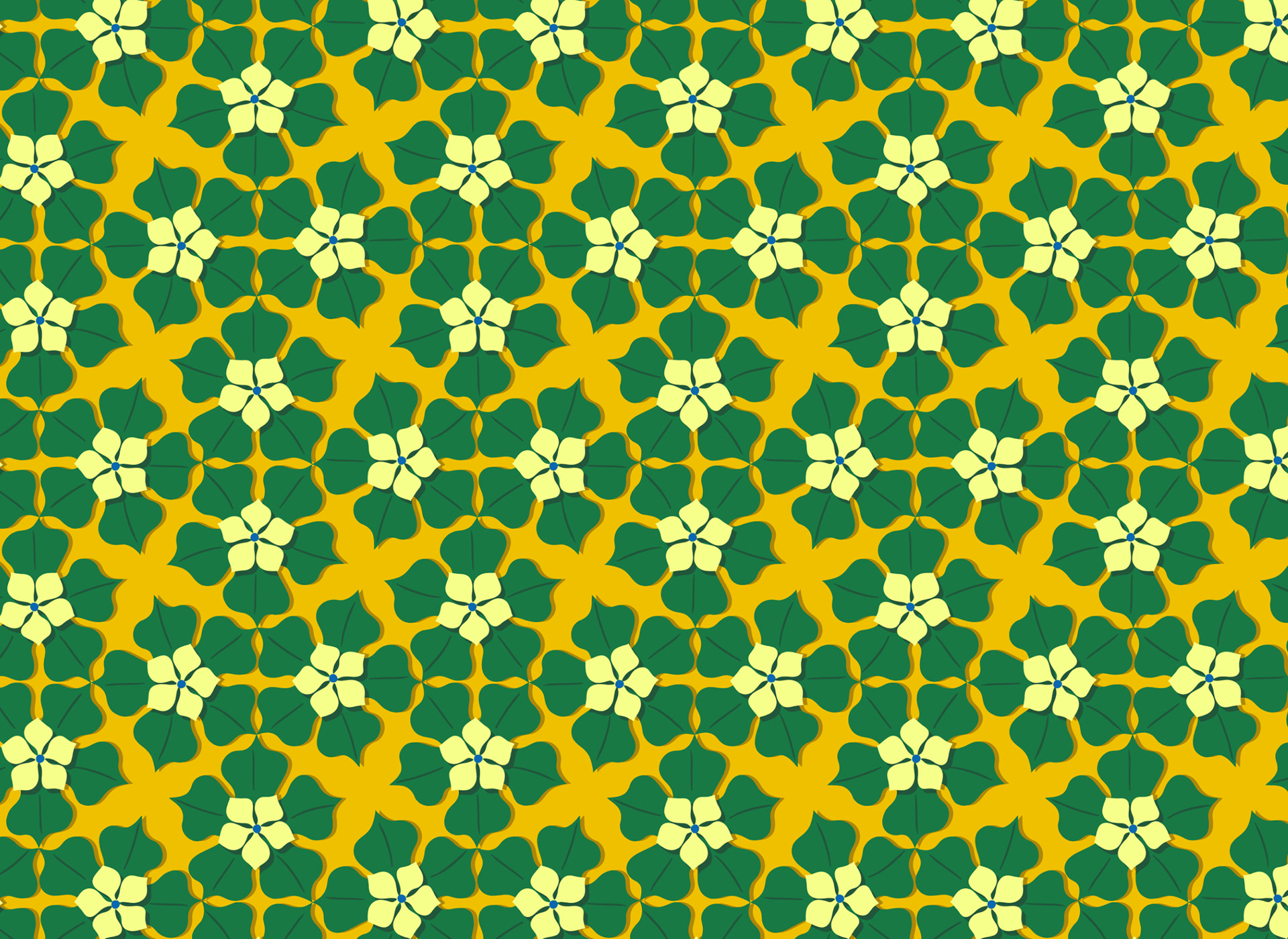 Yellow and green cute cottage core digital pattern of small flowers.