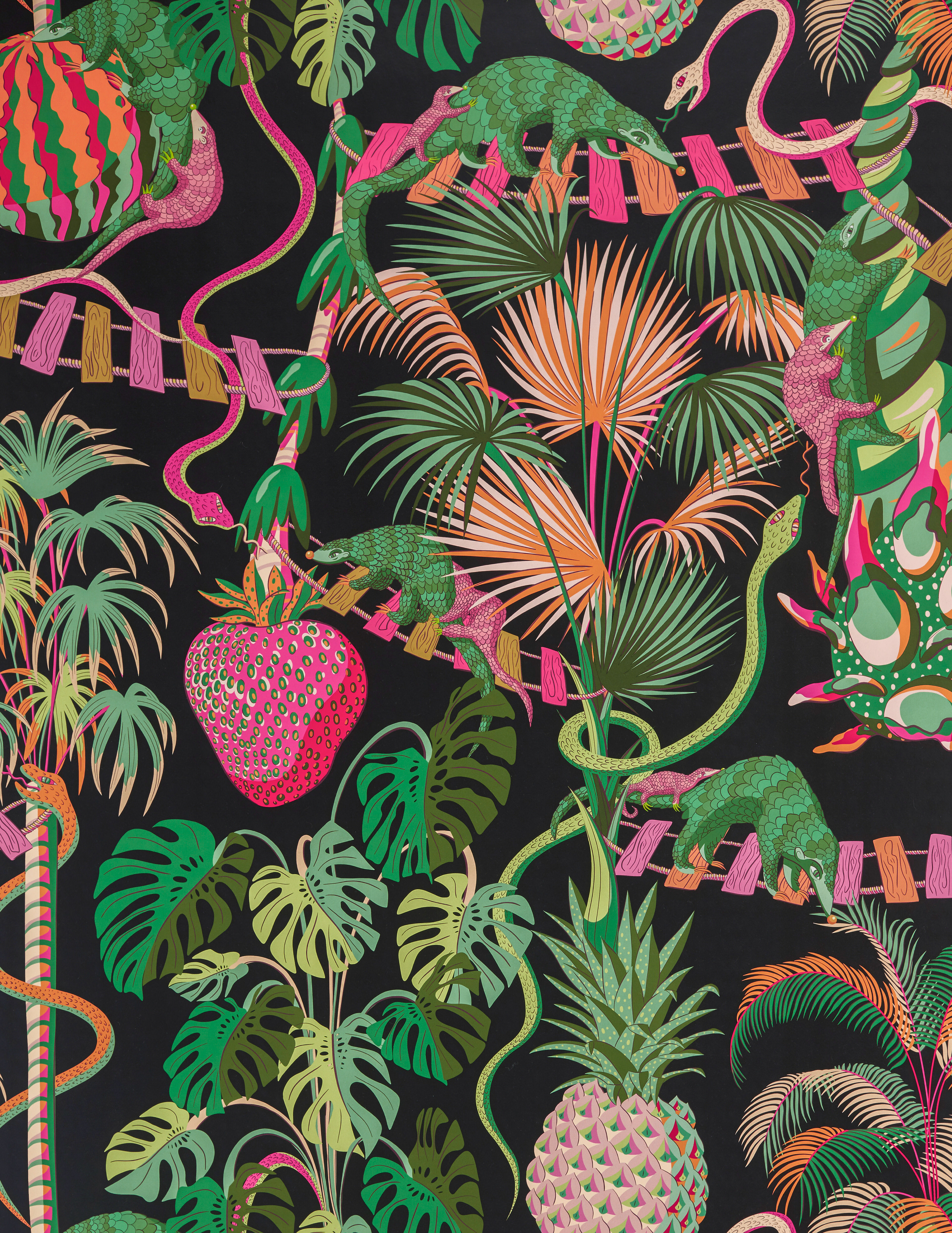 Product image of the Precarious Pangolins wallpaper for the Sanderson Design Group.