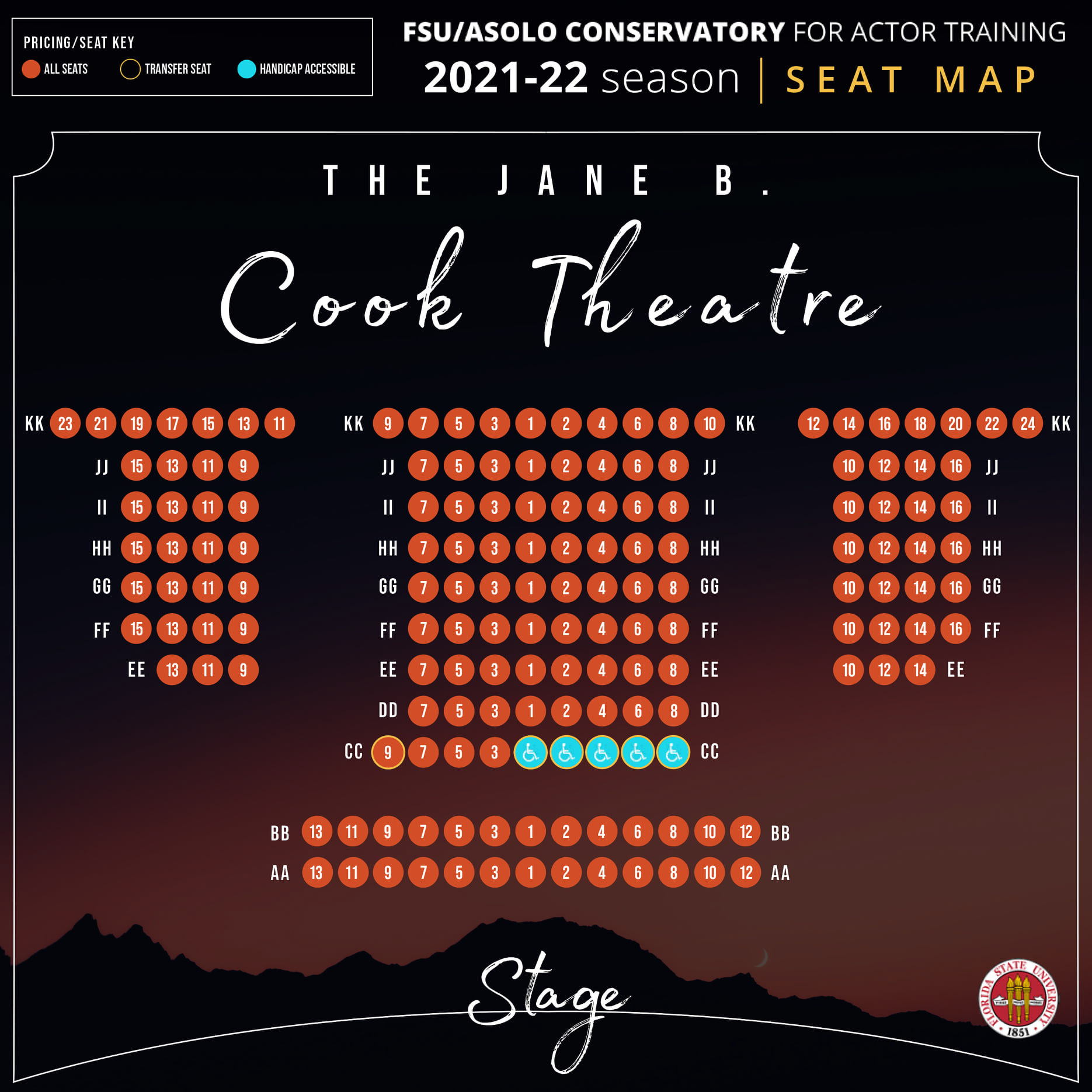 2021-22 Seat Map graphic, FSU/Asolo Conservatory, 2021.