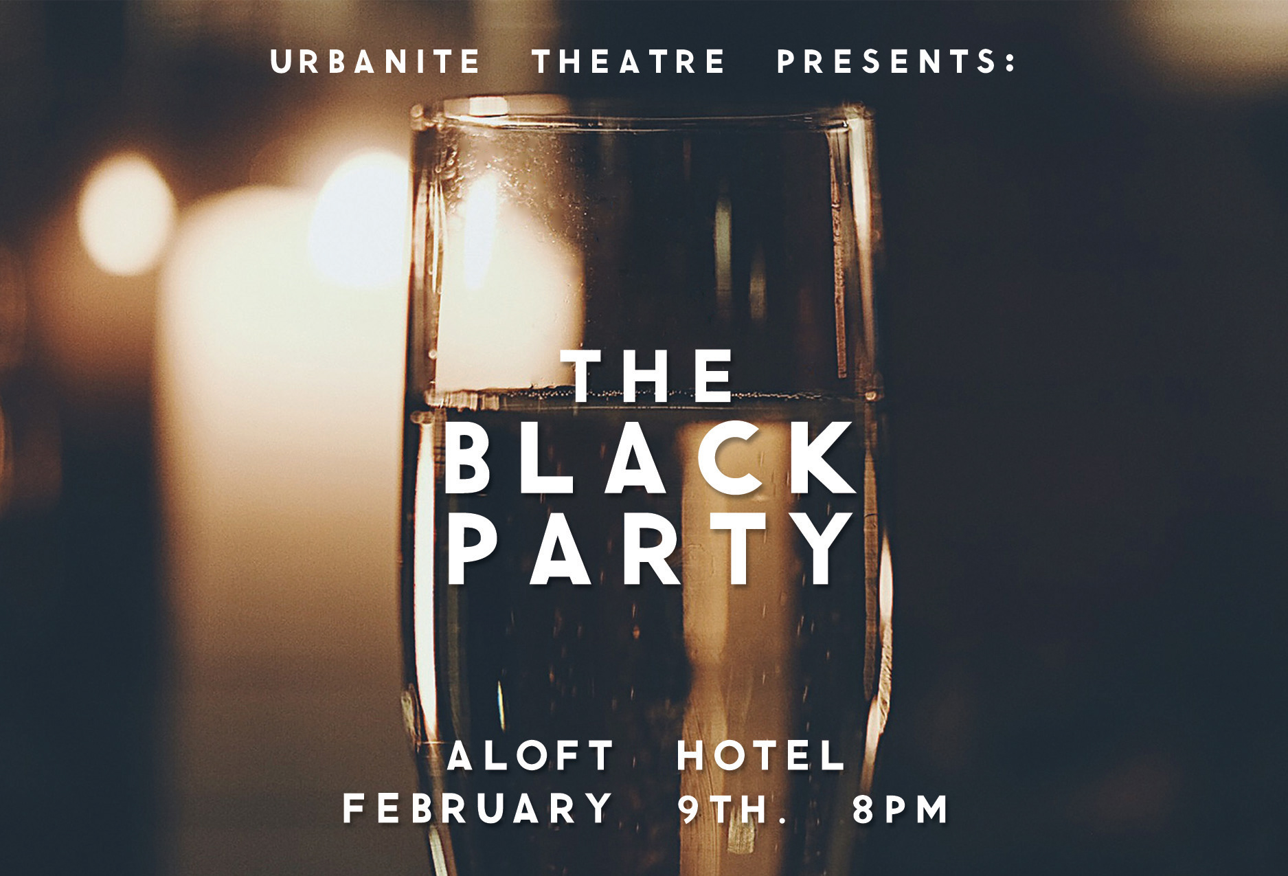 Black Party postcard invitation - front, Urbanite Theatre
