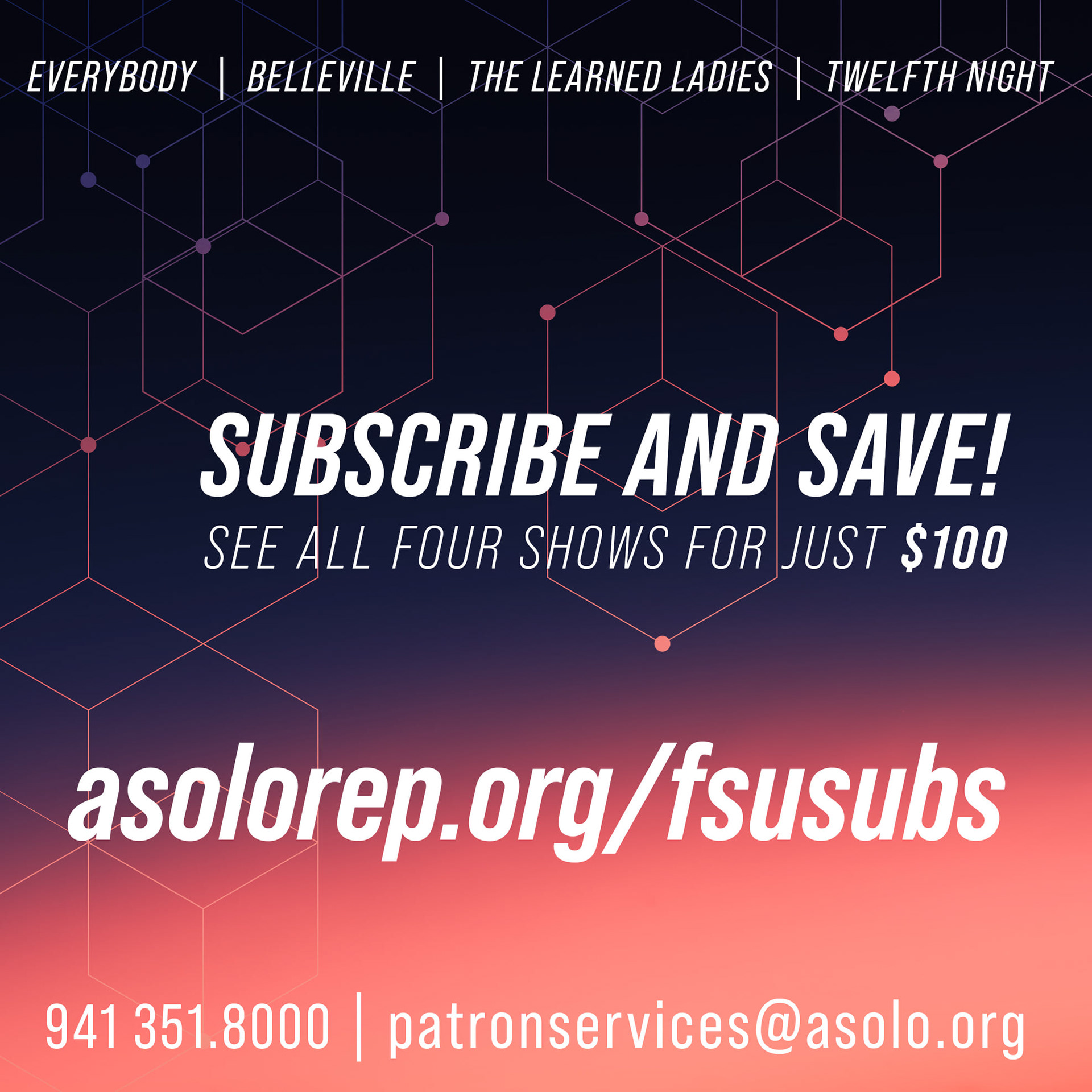 2021-22 Season Subscription graphic, FSU/Asolo Conservatory, 2021.