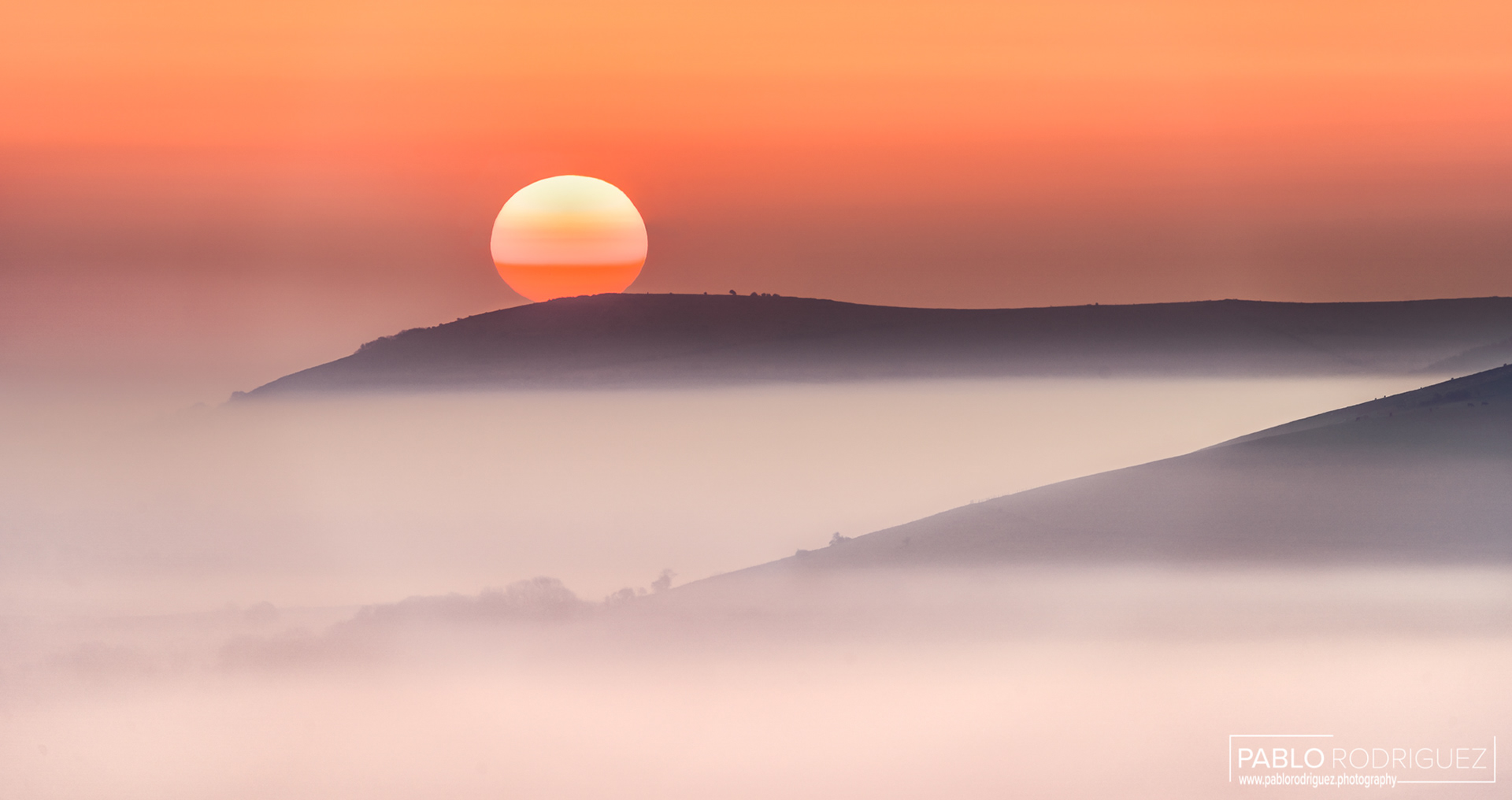 Misty sunrise on the South Downs