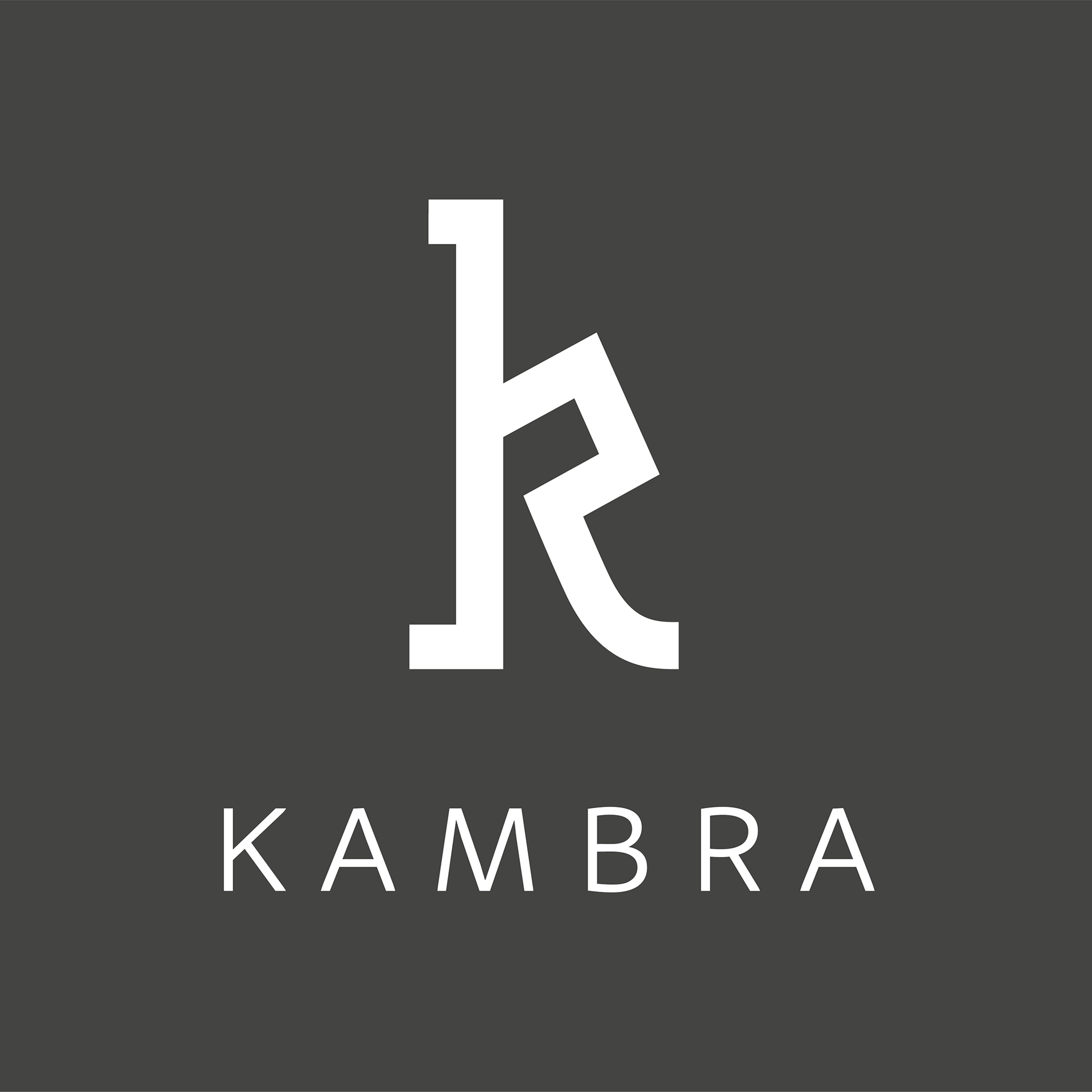 A logo for Kambra guest house that draws inspiration from the building’s distinctive architectural shapes—blending structural forms with welcoming elements to create a visual identity that reflects both character and hospitality.