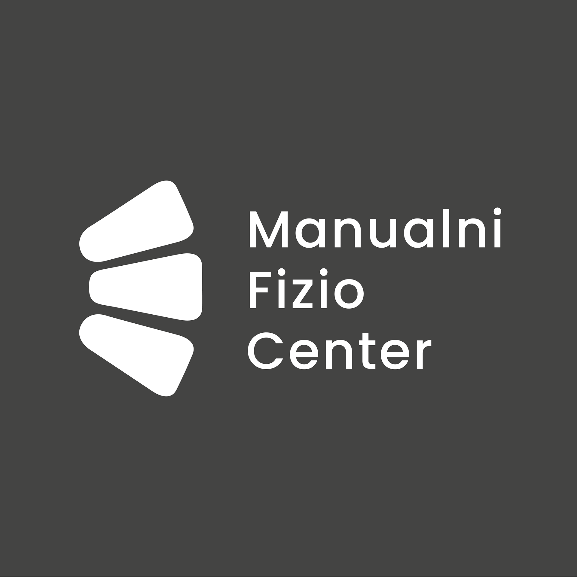 A minimalist logo for a manual physiotherapy practice, featuring abstract forms that represent a vertebral spine—communicating alignment, care, and the core focus on spinal health.