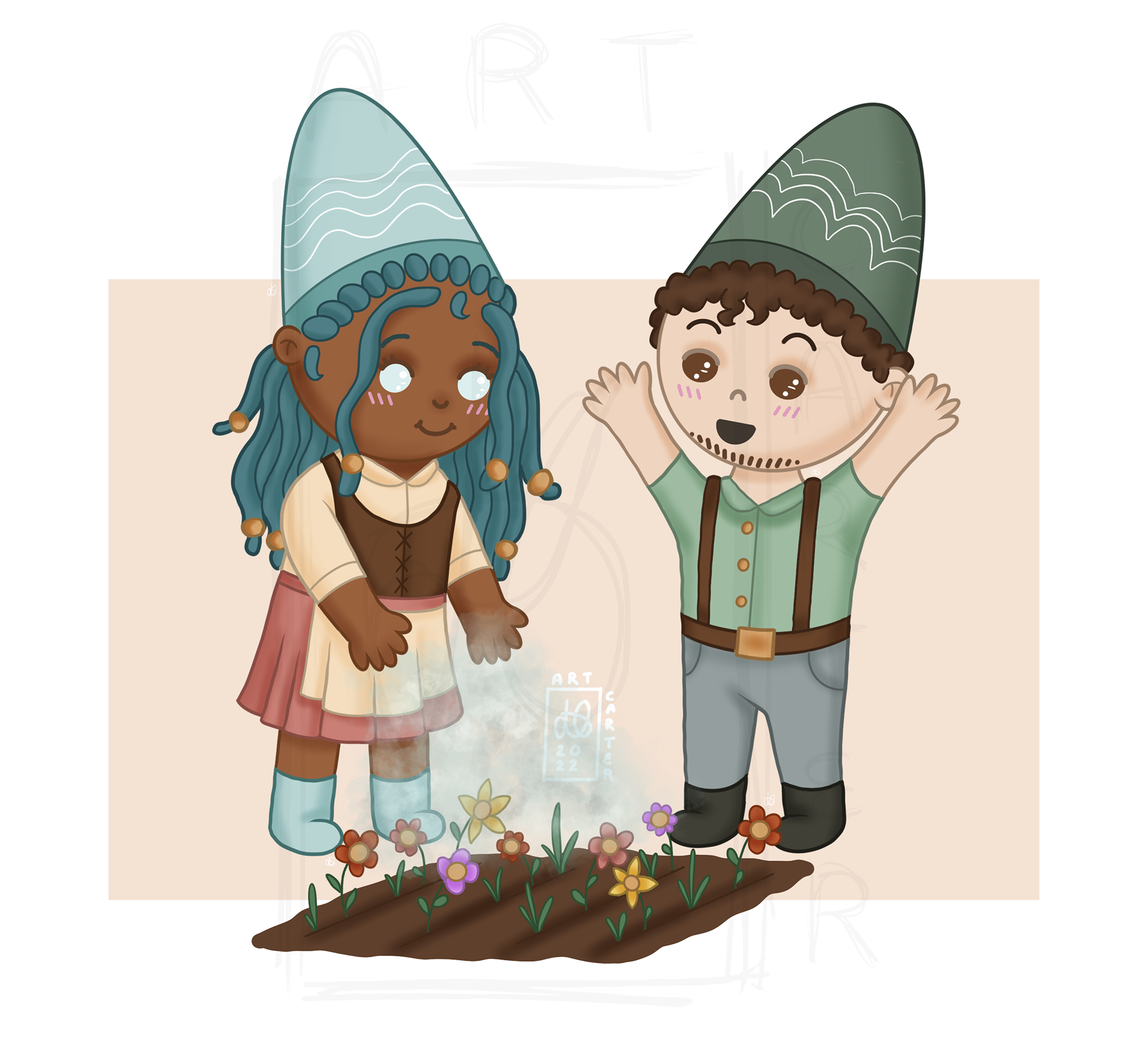 2 Gnomes Sharing 1 Brain Cell [Asami & Jean - owned by @diharyds on tumblr]