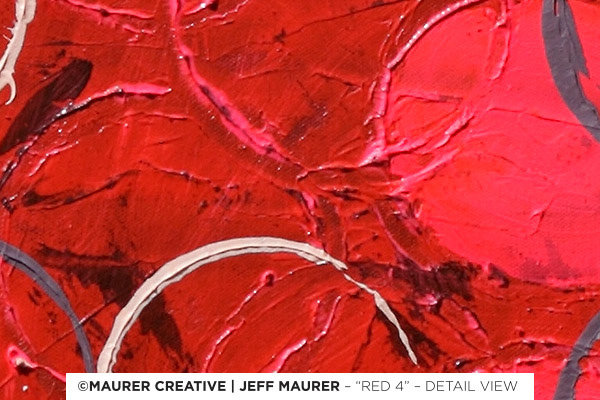 Layering of Red with overlays of white and gray, this series of paintings is the perfect monochromatic color palette for a simple yet strong impact to be displayed.