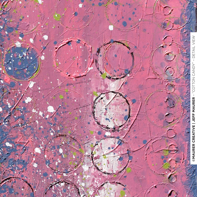 Detail view of custom painting by Jeff Maurer, completed in Orlando, Florida. Jeff has a BFA in Graphic Design from Miami University in Oxford, Ohio, graduating in 2001. His extensive experience with design, color theory, structure and layout can be seen in his acrylic paintings.