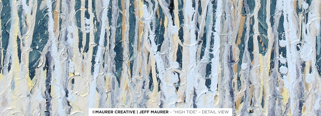 The soft and light colors of the blended blues and sand white along the bottom of the canvas, shown here, help to create a sense of perspective from bottom to top. Take a look around at the other paintings by Jeff Maurer on the Maurer Creative site and please don't hesitate to reach out with any interest or questions! Custom commissioned artwork is also available, Orlando, Winter Park, Windermere, Altamonte Springs, Lake Mary, Lake Nona, Maitland artist.