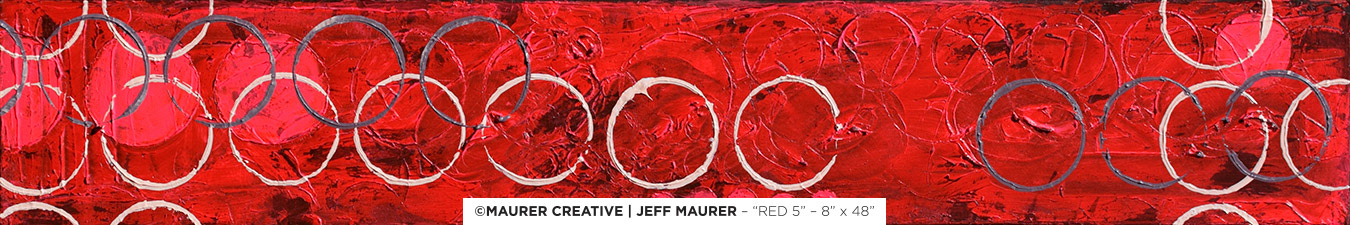 Red 5, the top / center canvas in the series. Visually connecting the right and left set of canvases together in this series, Red 5 can be used as part of the set or as a stand-alone accent painting in another location. Great for long and skinny wall space.
