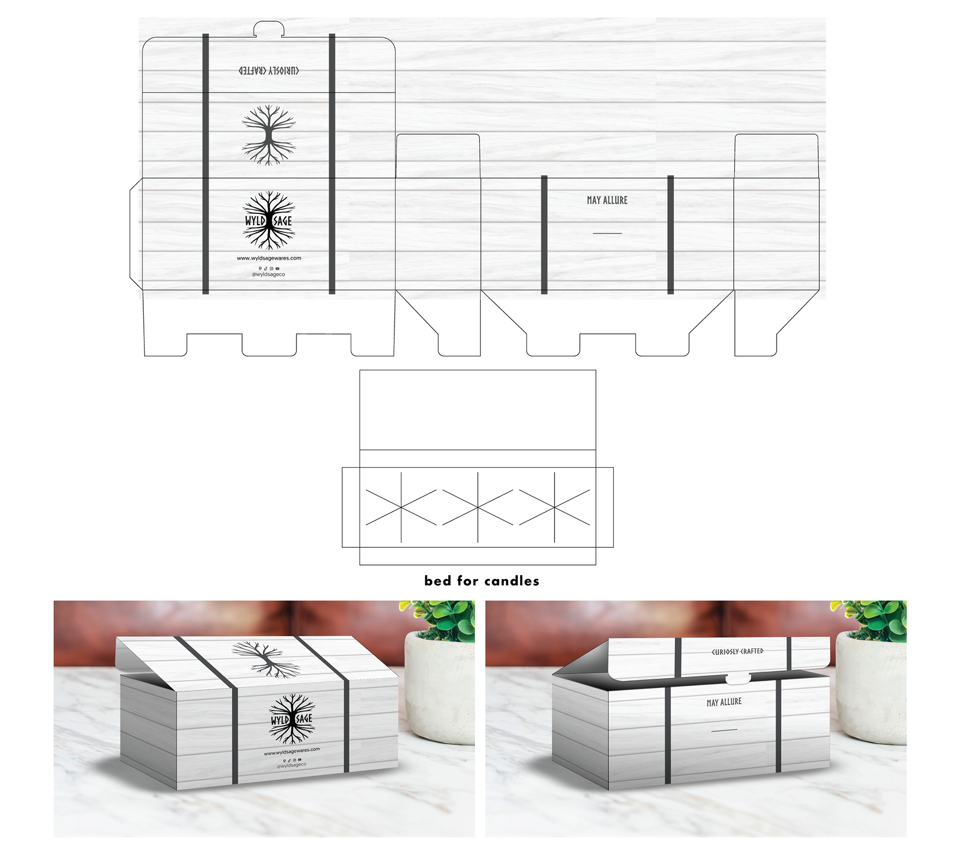 2024 - Wyld Sage | Vancouver, BC | GIFT Pack 3 candles - Design (Visuals and Dielines), Production & Render by Carla Sarmento