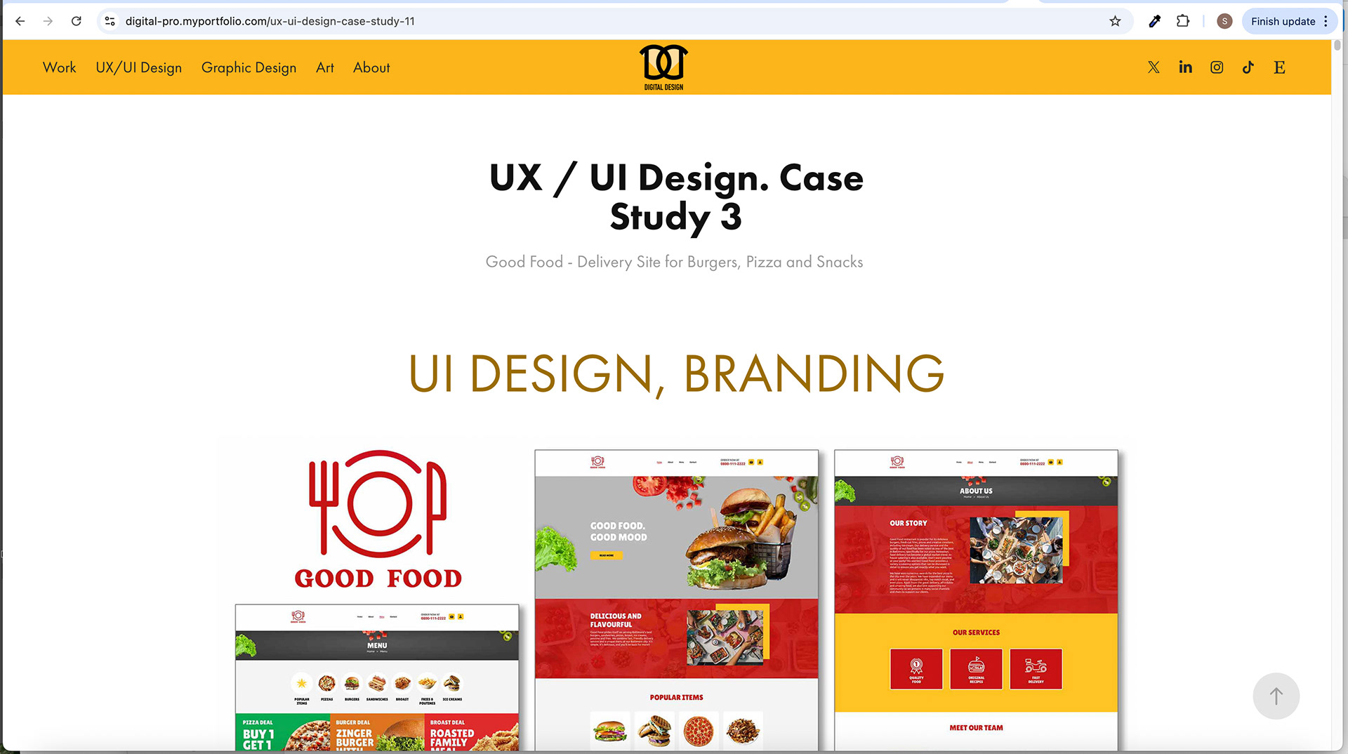 UX / UI Design Project Subpage