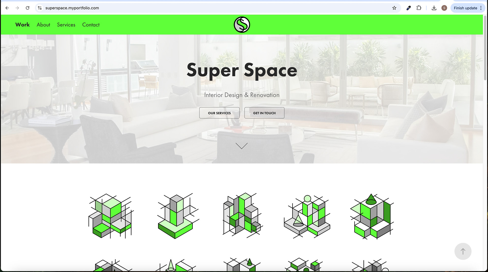 Home - Splash Screen with Down Arrow