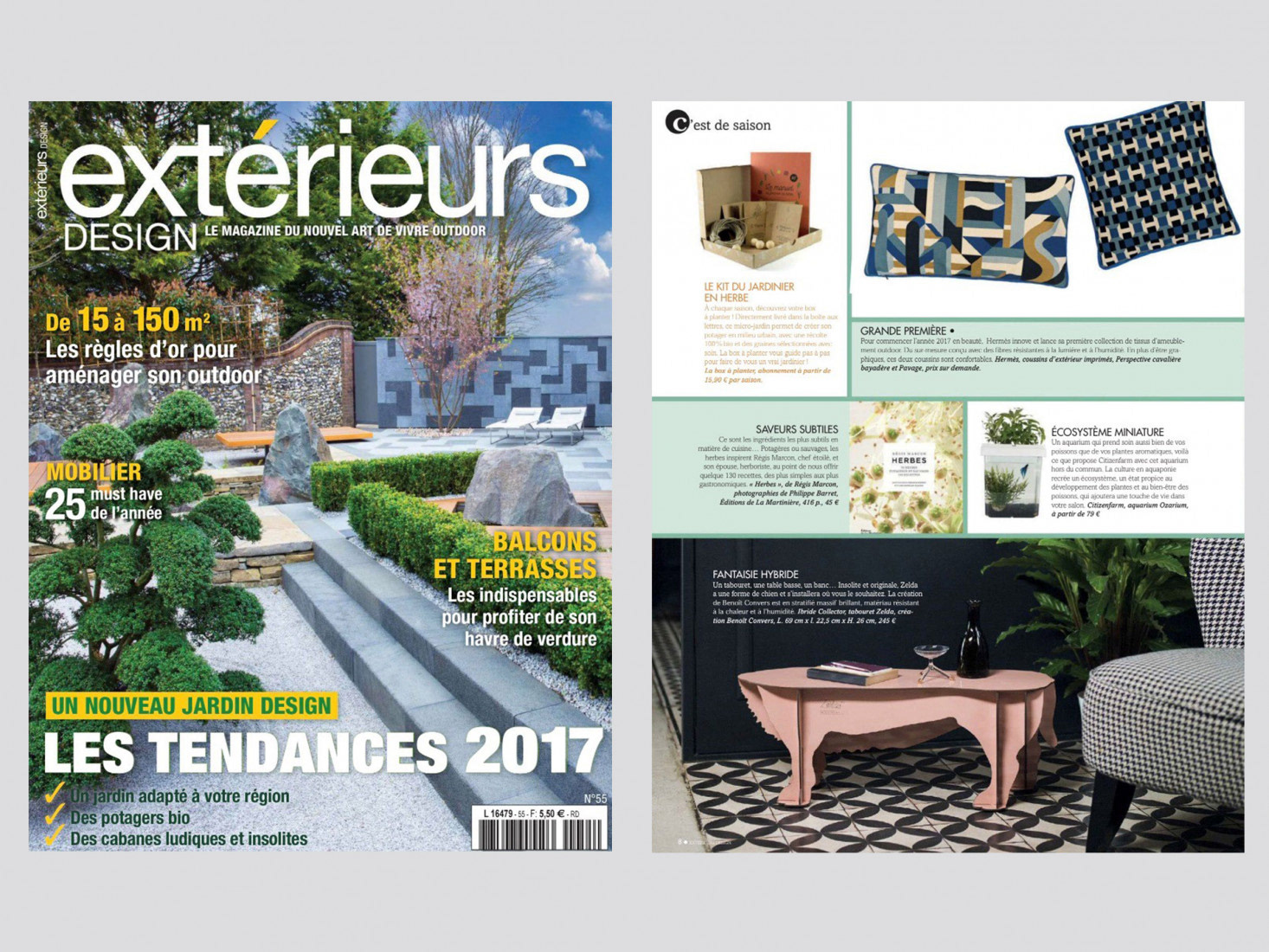 "Zelda" d'Ibride Design dans "Extérieurs DESIGN" Janvier 2017