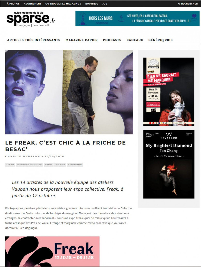 Article dans Sparse sur l'exposition FREAK (Photo : Raphael Helle)