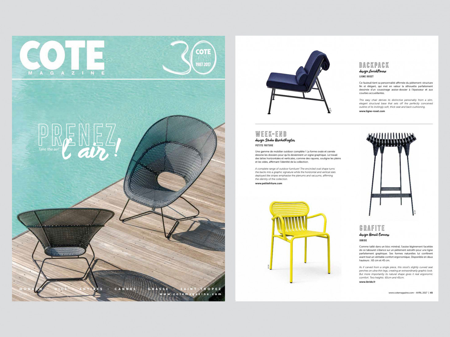 "Grafite" d'Ibride Design dans "COTE MAGAZINE" Avril 2017