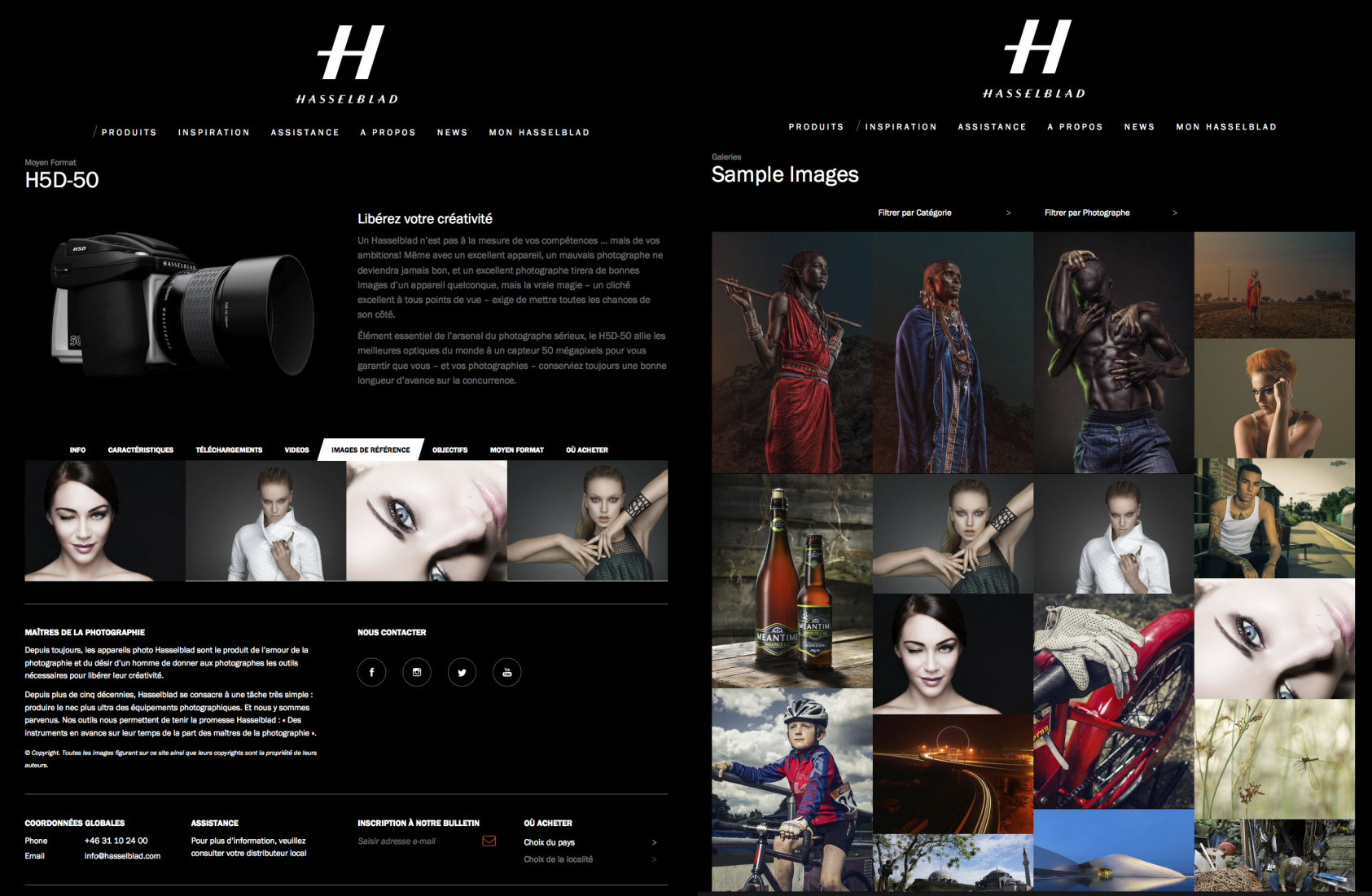 Publication : Photos pour illustrer le site internet d'Hasselblad