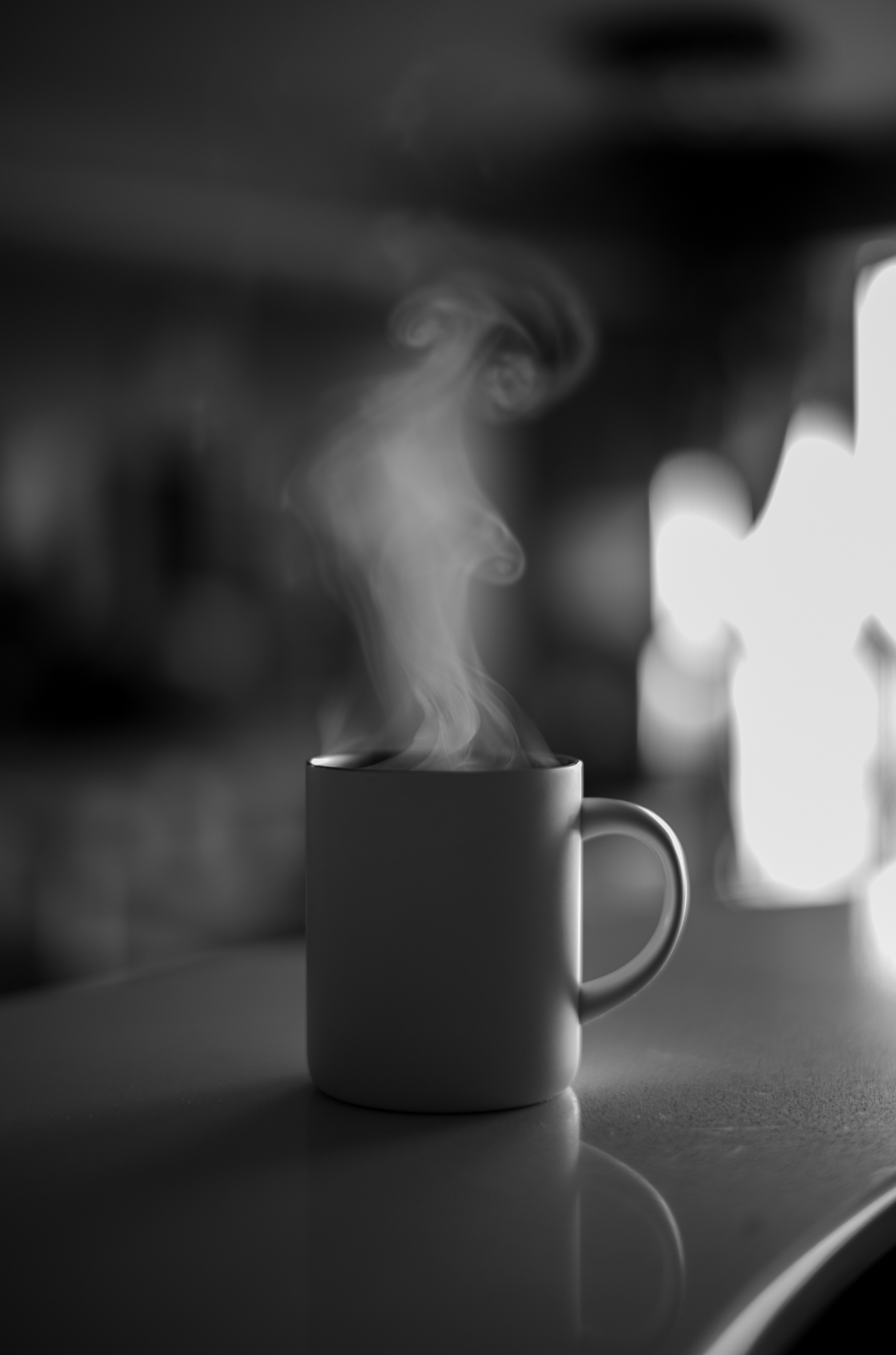 A nice steamy coffee in a cold winter