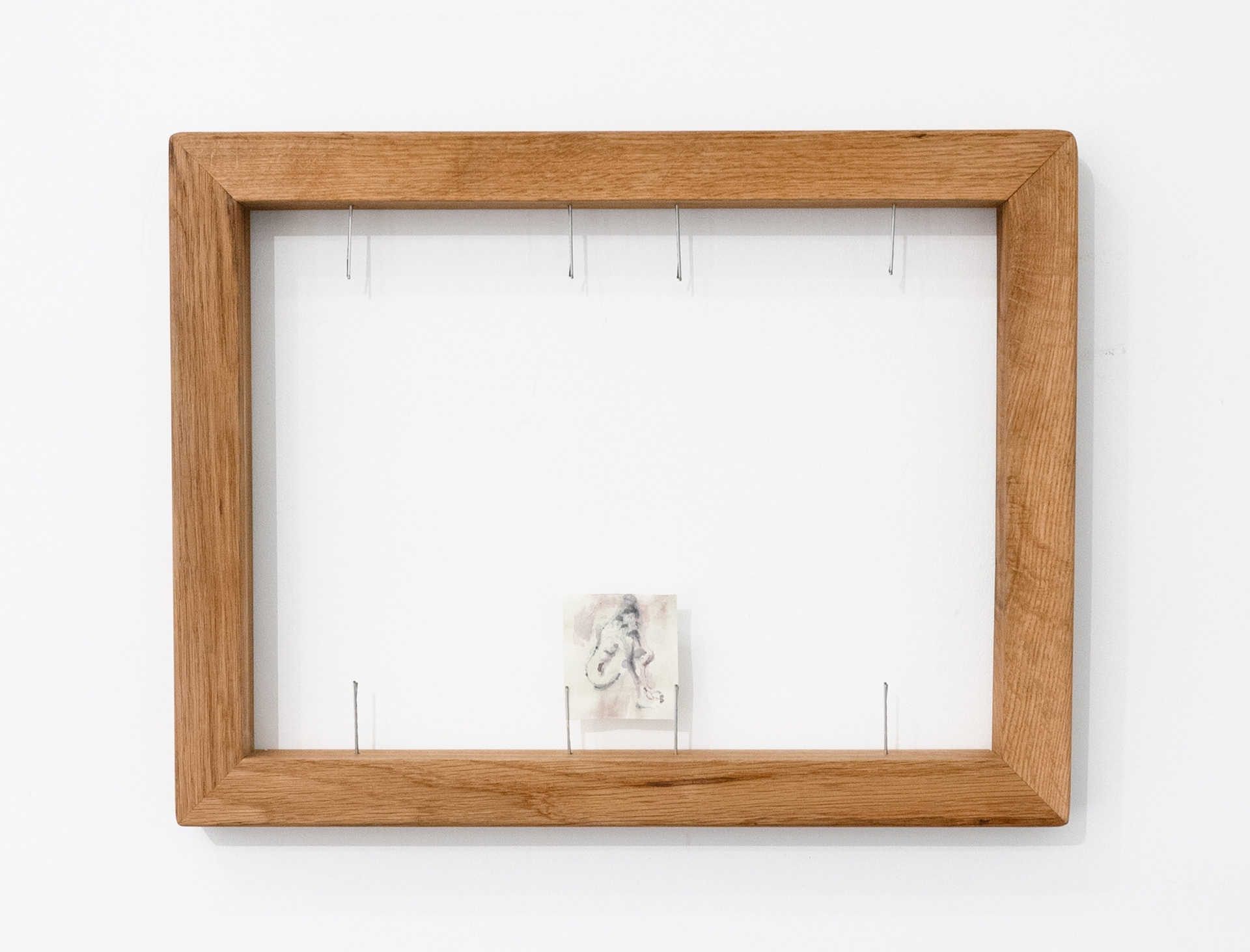 To be held, 2024, 32 x 46cm, watercolour on paper, wood and bobby pins.