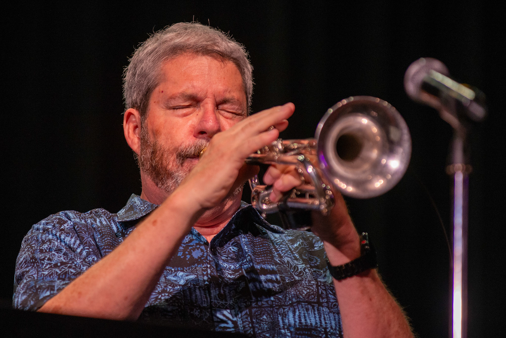 Trumpeter Dave Katz performs with his sextet, delivering intricate melodies and dynamic improvisation during the Burlington Jazz Festival on July 26, 2025.